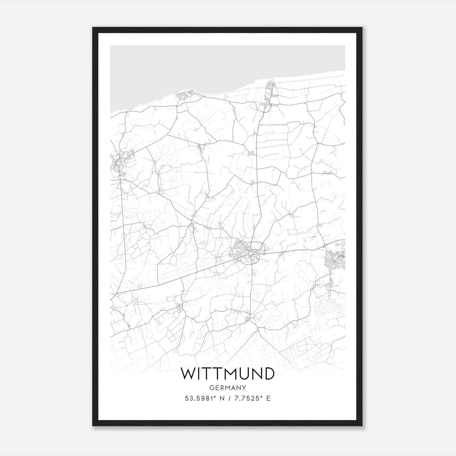 Wittmund Germany Map Poster, Modern Home Decor Wall Art Print