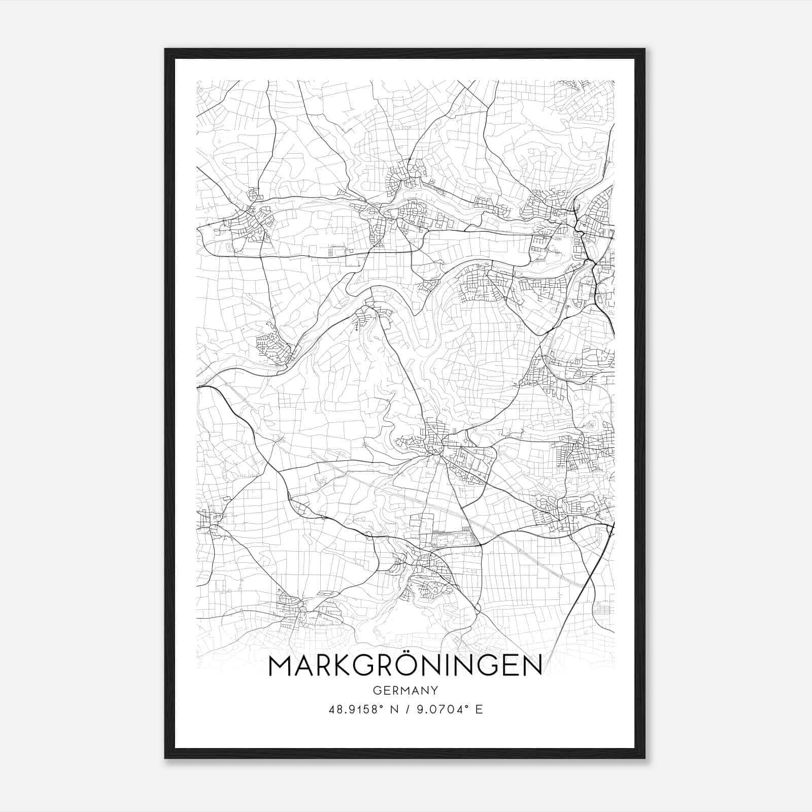 Markgroningen Germany Map Poster, Modern Home Decor Wall Art Print