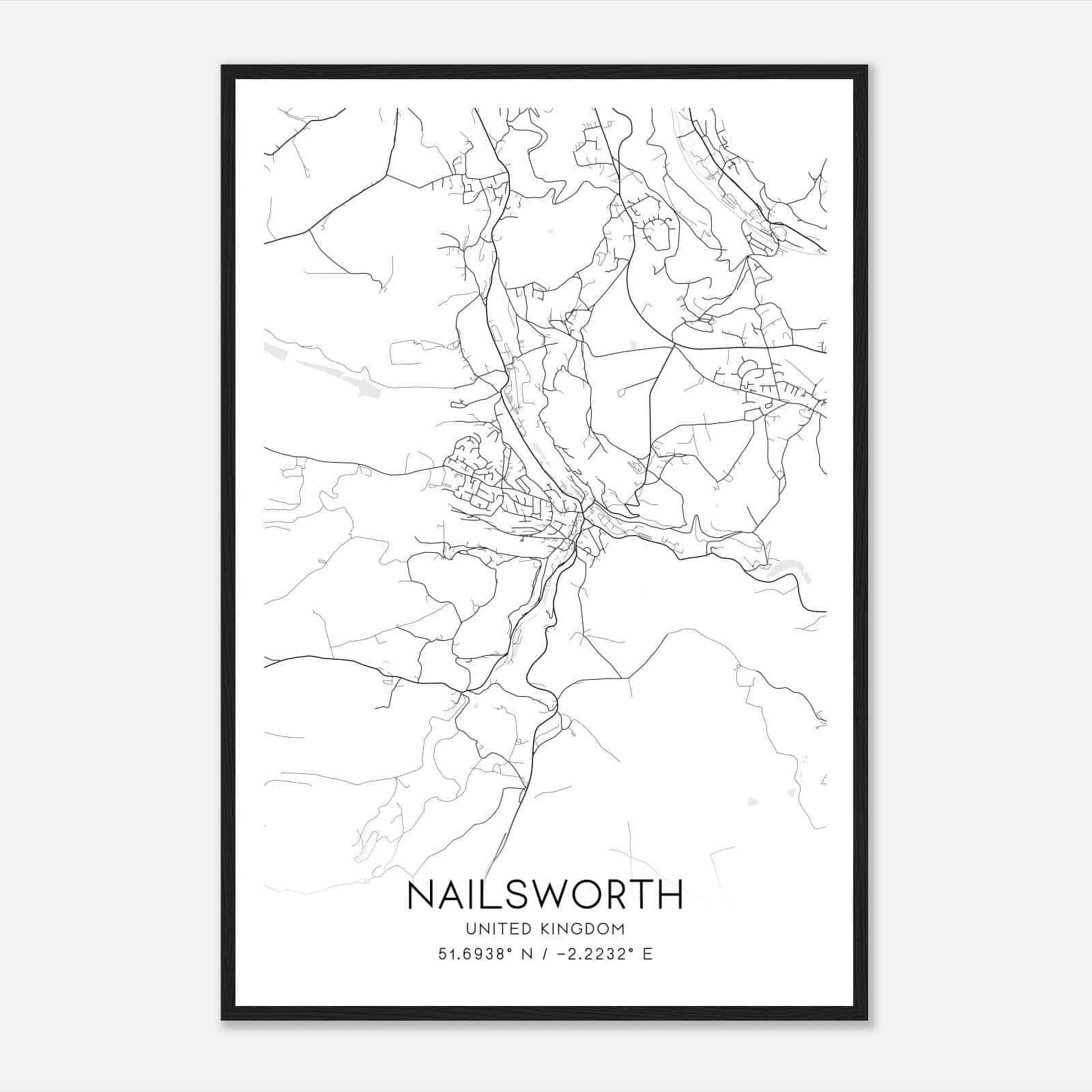 Nailsworth United Kingdom Map Poster, Modern Home Decor Wall Art Print