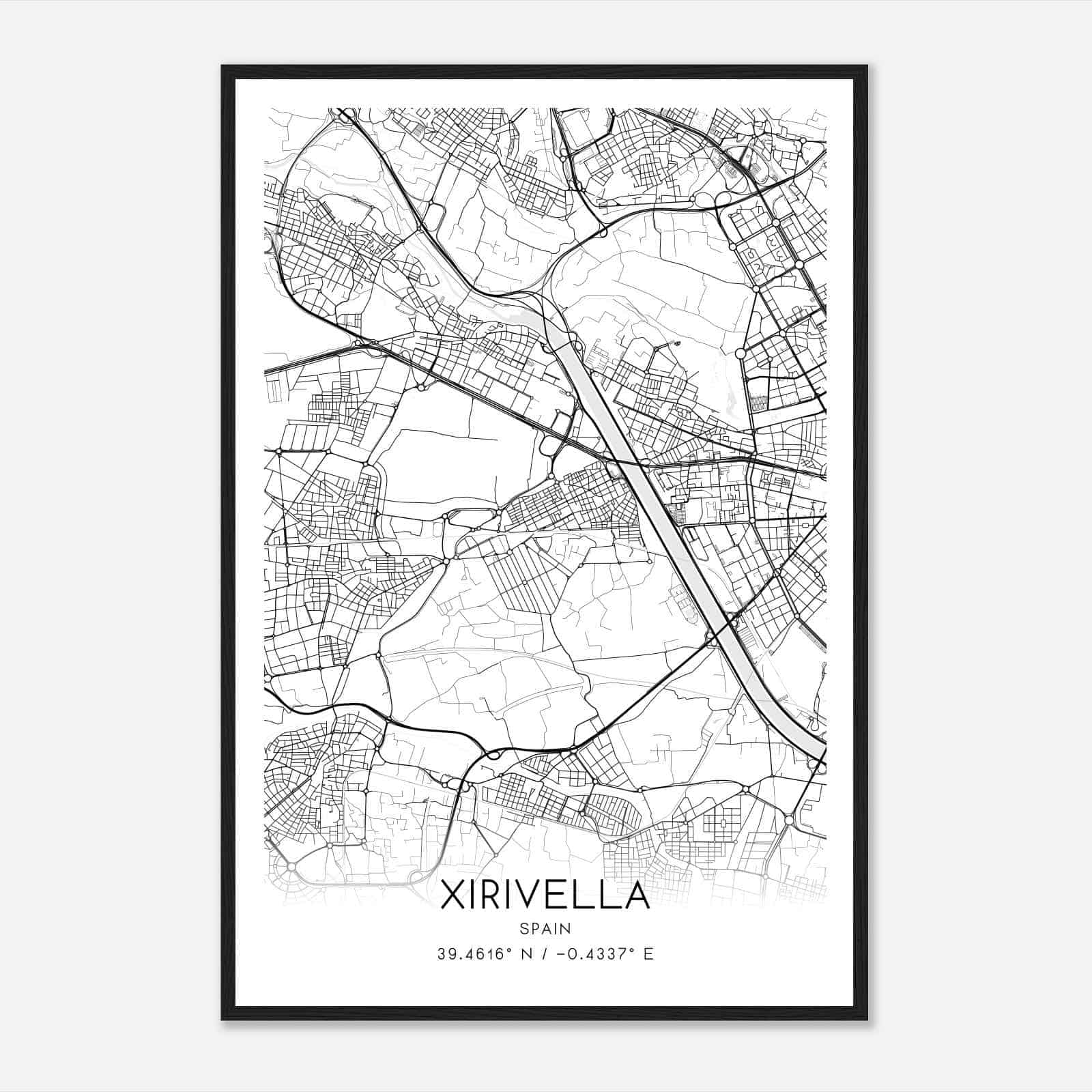 Chirivella Spain Map Poster, Modern Home Decor Wall Art Print