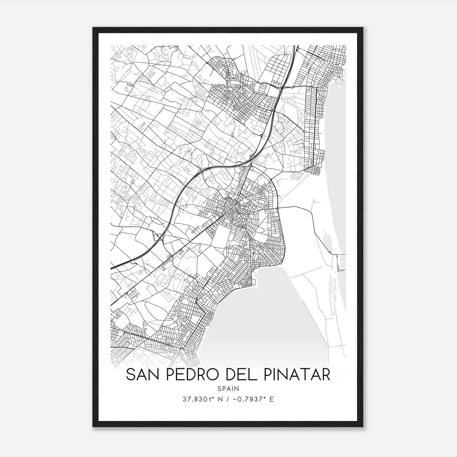 San Pedro del Pinatar Spain Map Poster, Modern Home Decor Wall Art Print