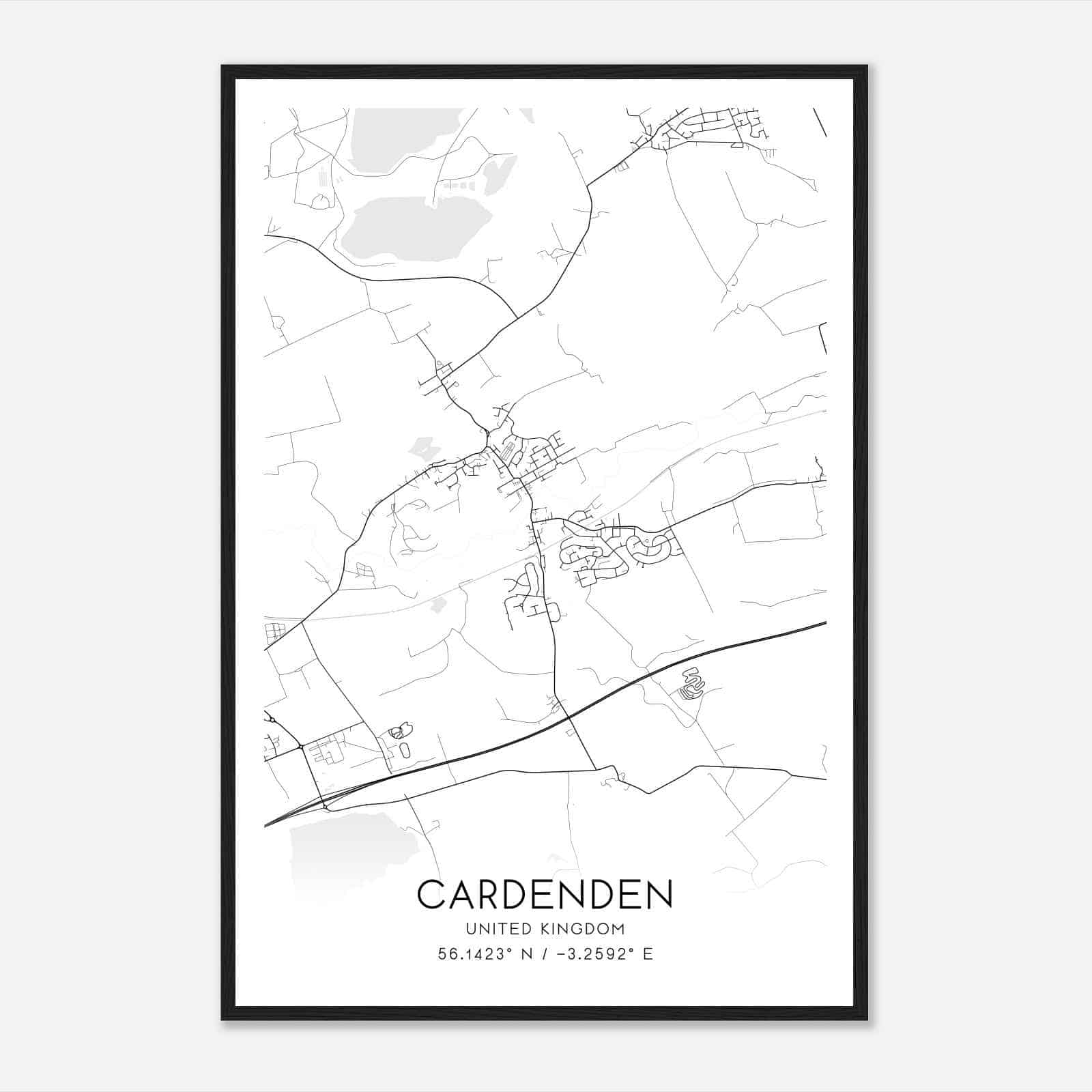 Cardenden United Kingdom Map Poster, Modern Home Decor Wall Art Print