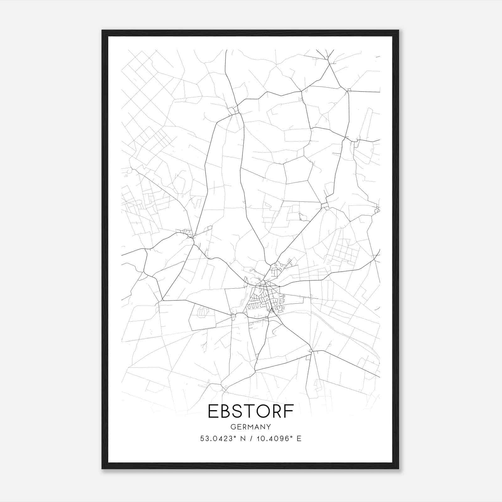 Ebstorf Germany Map Poster, Modern Home Decor Wall Art Print