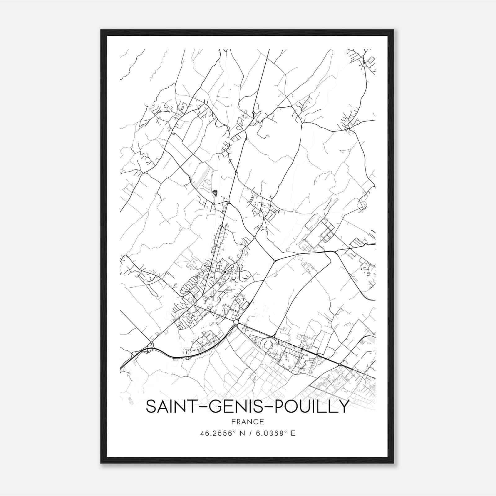 Saint-Genis-Pouilly France Map Poster, Modern Home Decor Wall Art Print