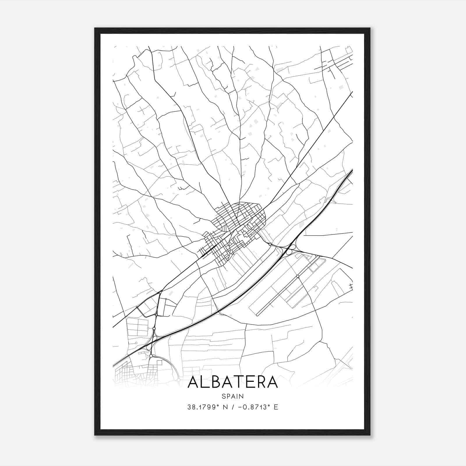 Albatera Spain Map Poster, Modern Home Decor Wall Art Print