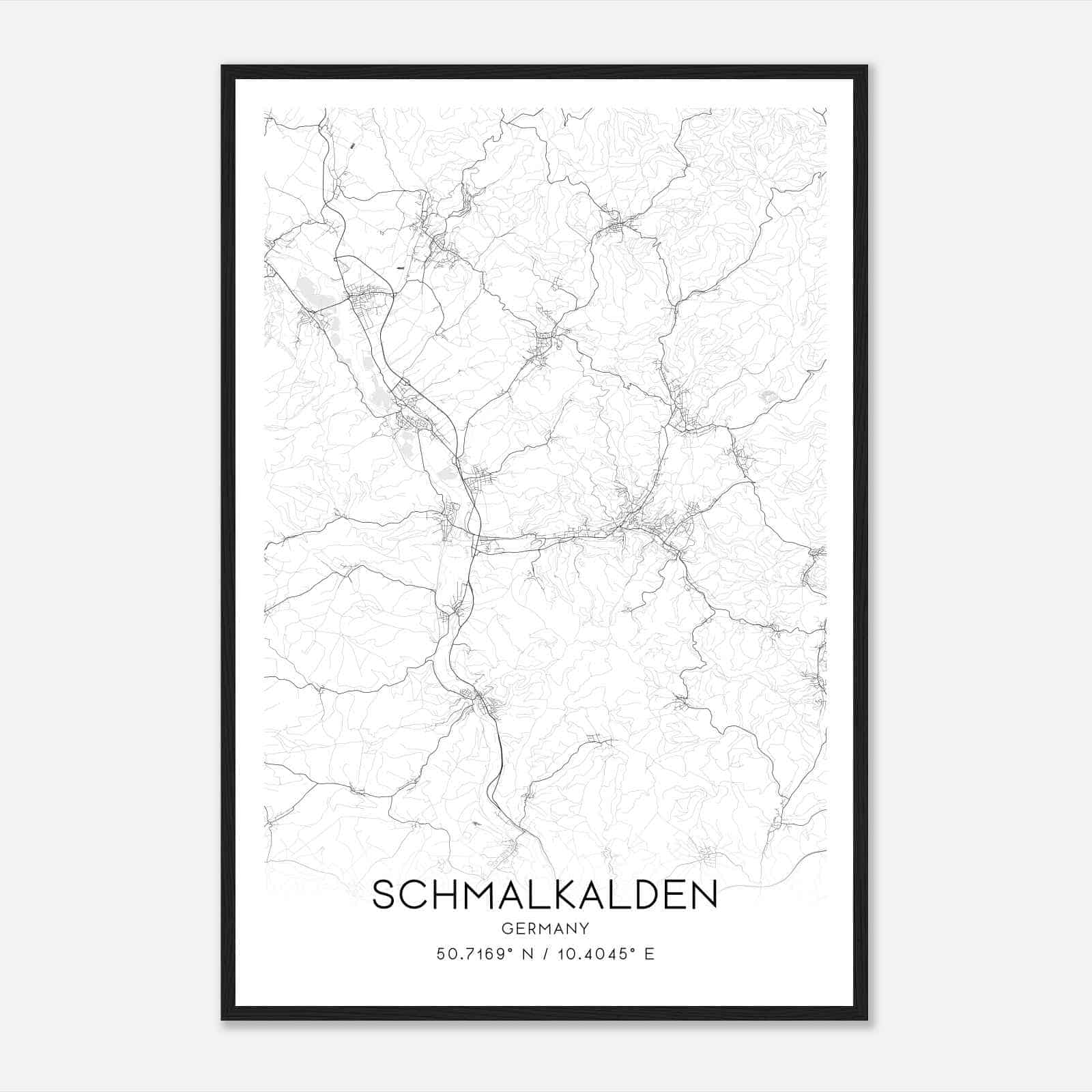 Schmalkalden Germany Map Poster, Modern Home Decor Wall Art Print