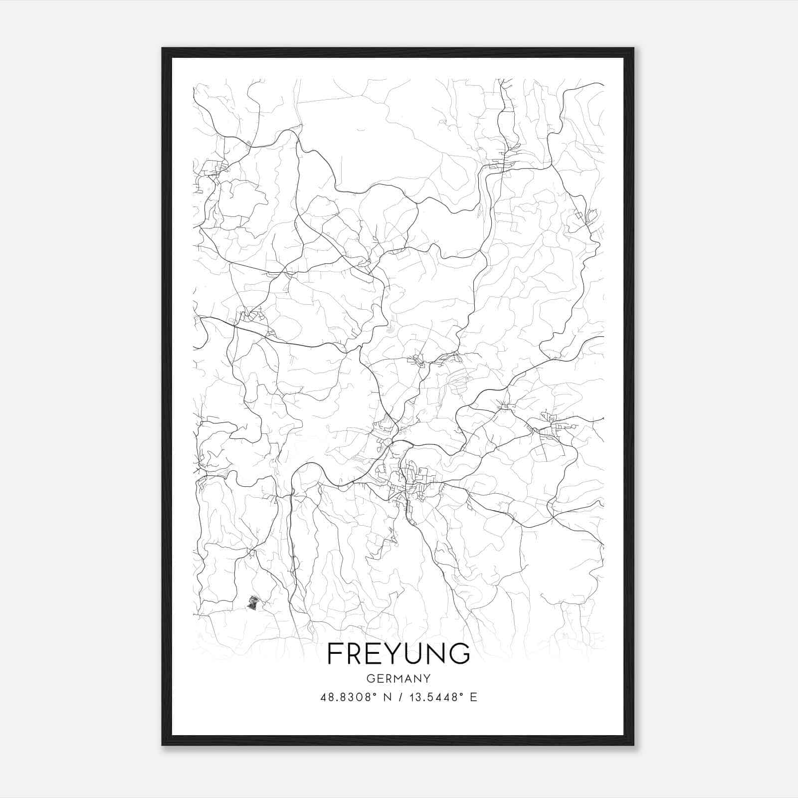 Freyung Germany Map Poster, Modern Home Decor Wall Art Print