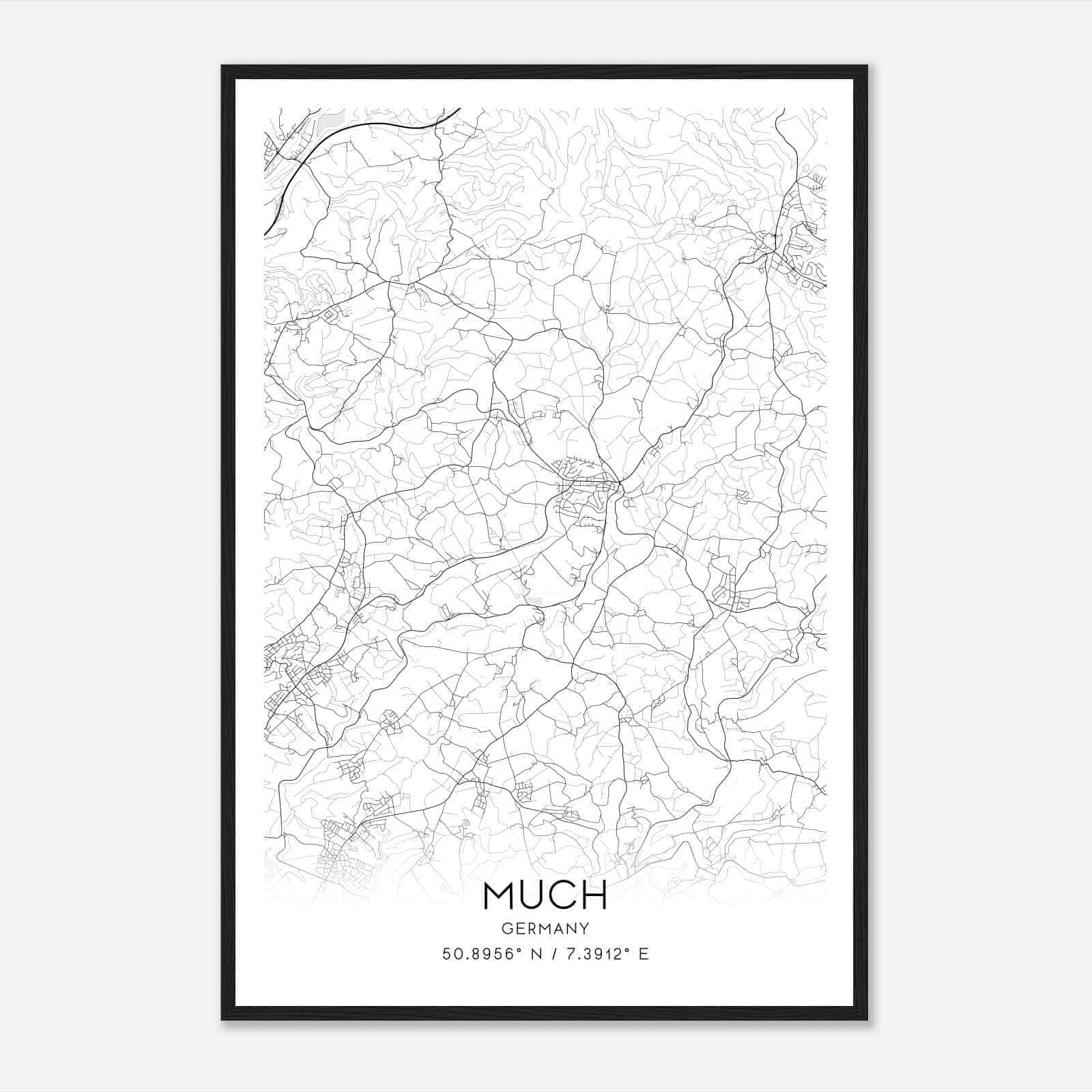 Much Germany Map Poster, Modern Home Decor Wall Art Print