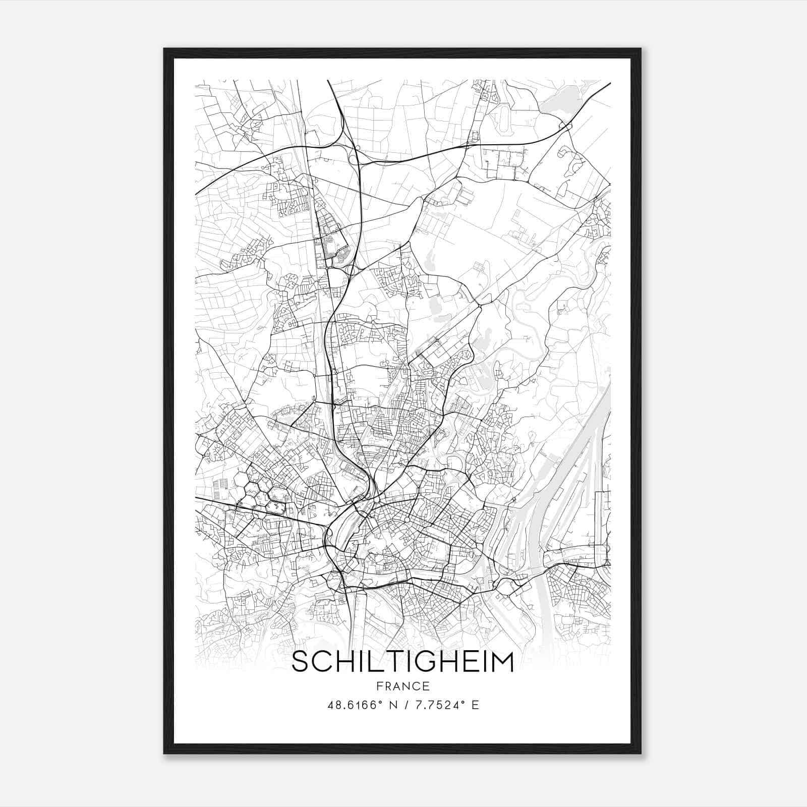 Schiltigheim France Map Poster, Modern Home Decor Wall Art Print