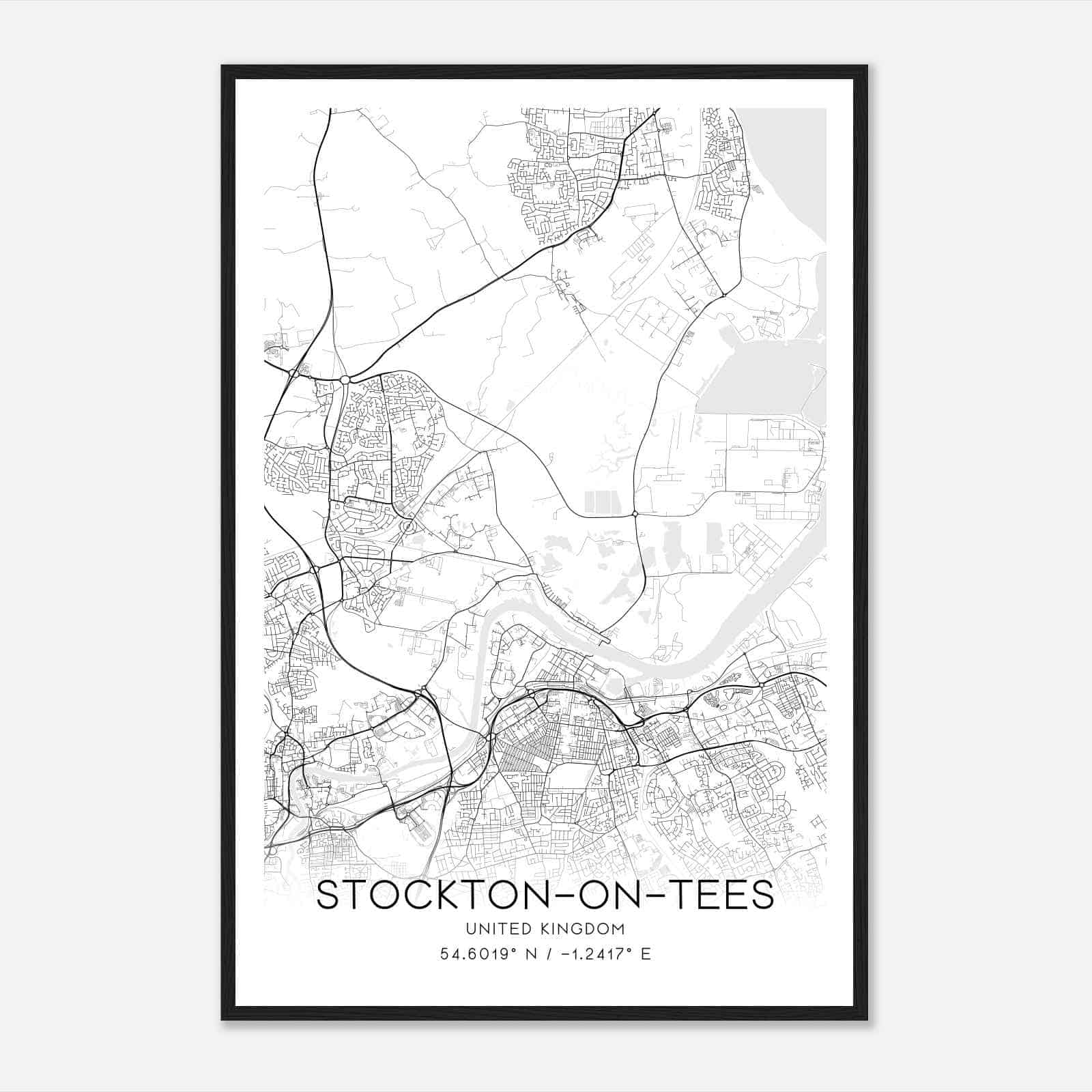 Billingham United Kingdom Map Poster, Modern Home Decor Wall Art Print