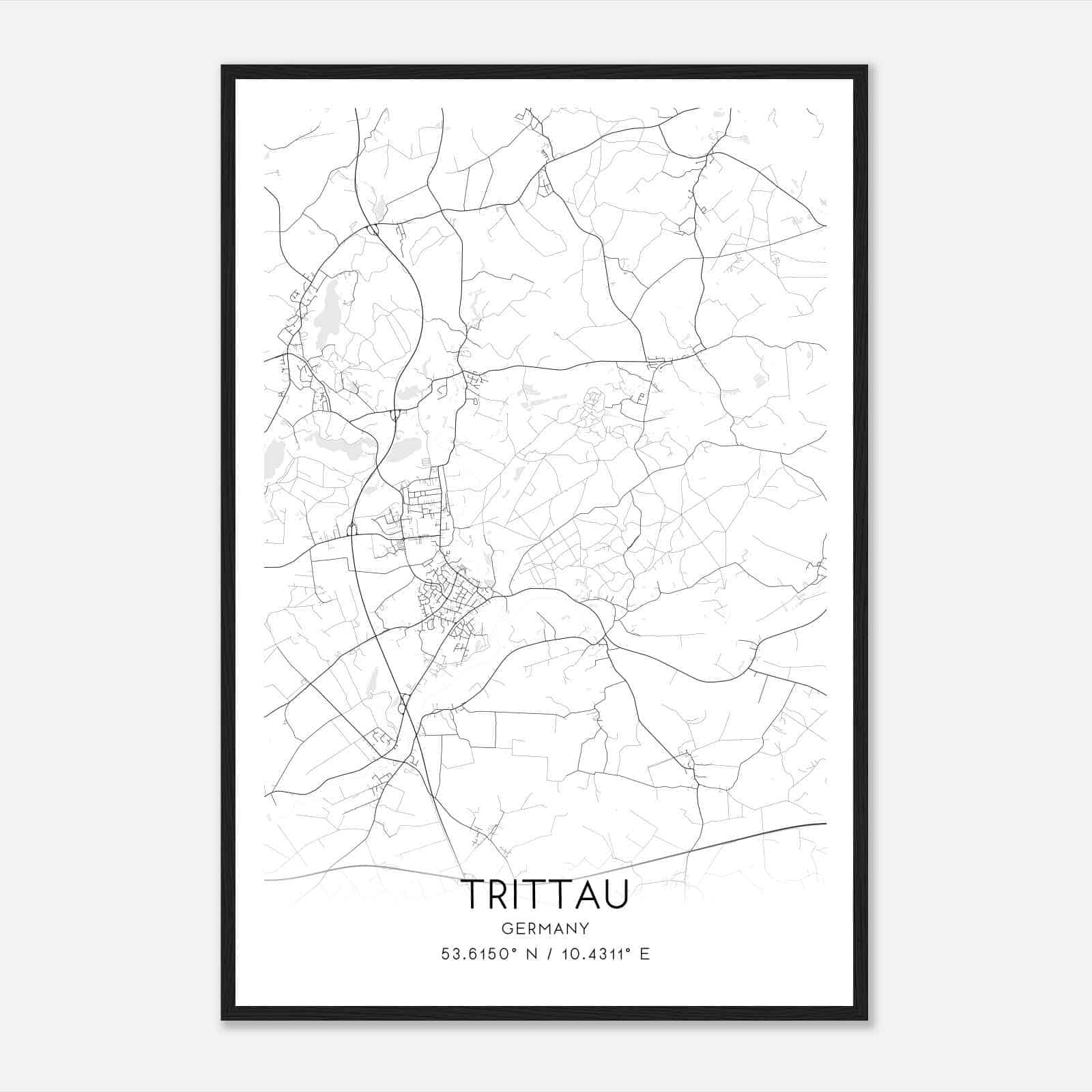 Trittau Germany Map Poster, Modern Home Decor Wall Art Print