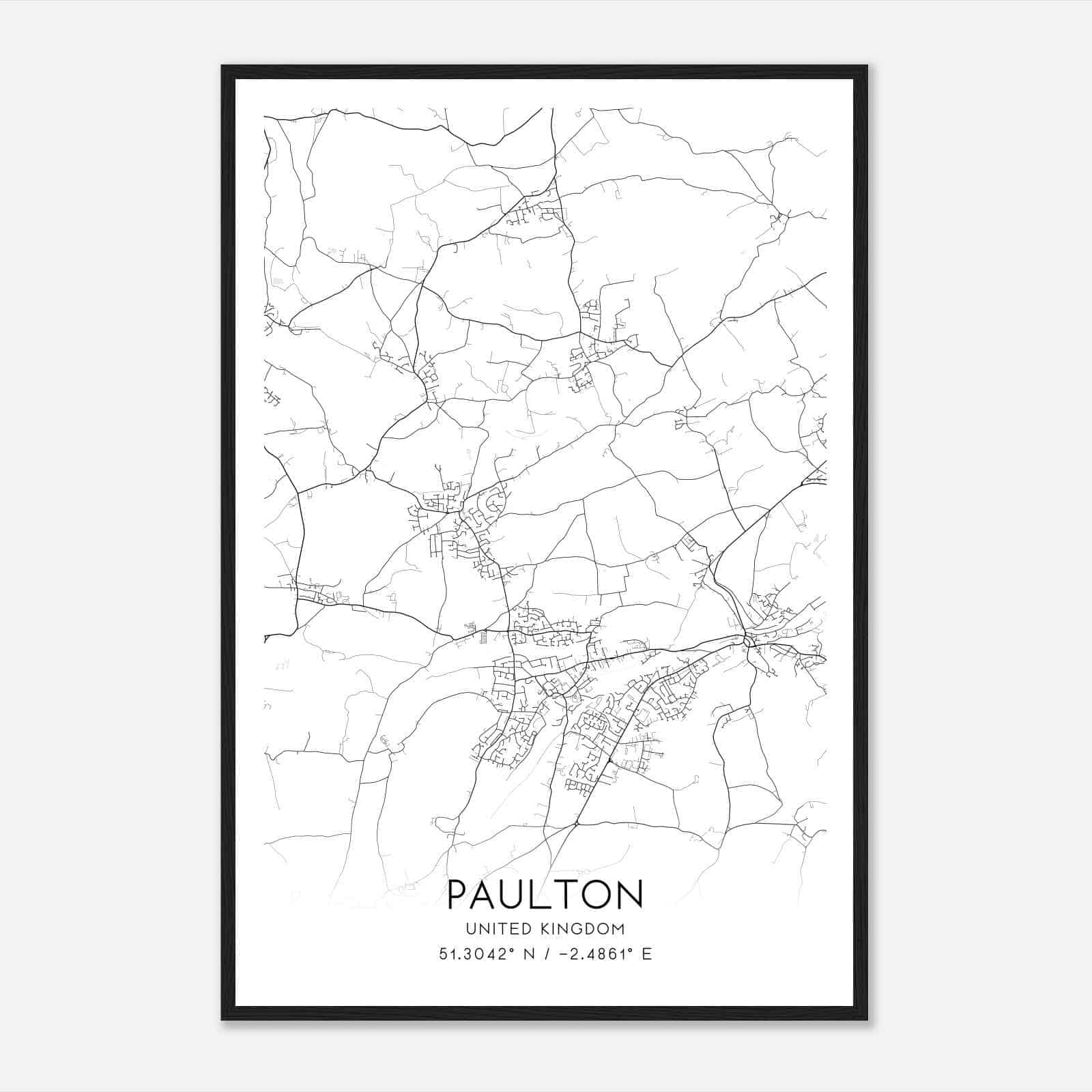 Paulton United Kingdom Map Poster, Modern Home Decor Wall Art Print