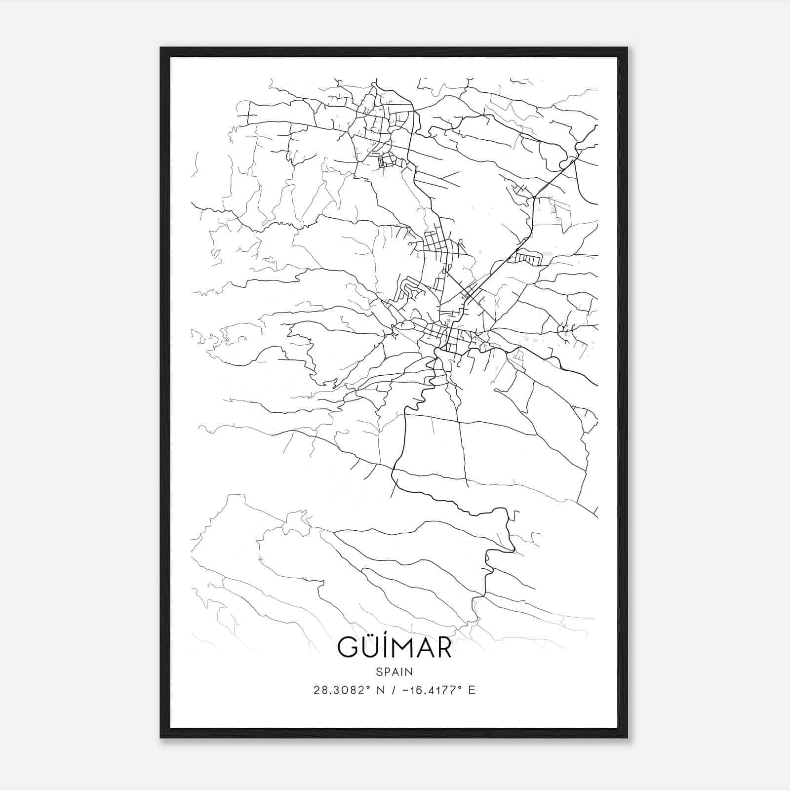 Guimar Spain Map Poster, Modern Home Decor Wall Art Print