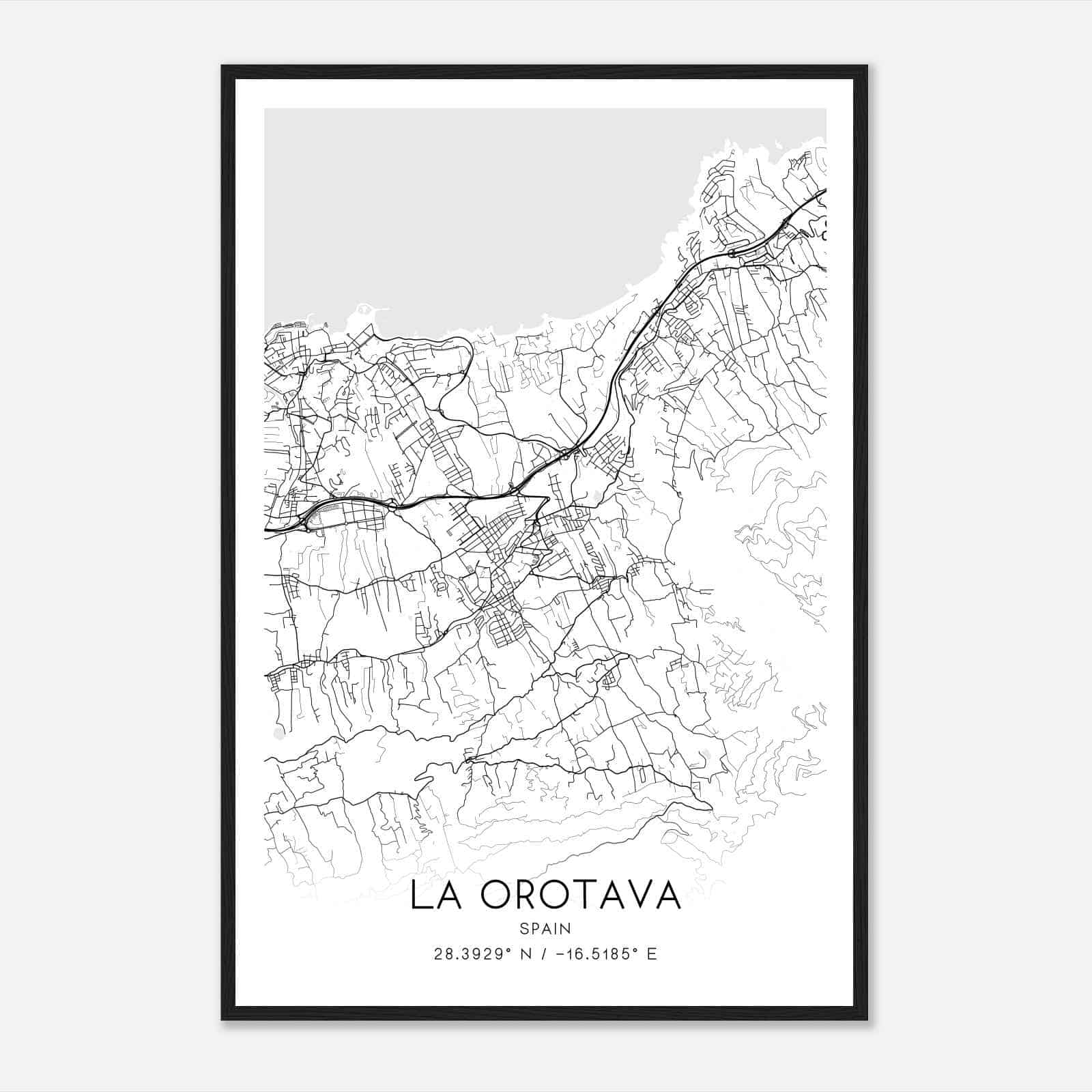 La Orotava Spain Map Poster, Modern Home Decor Wall Art Print
