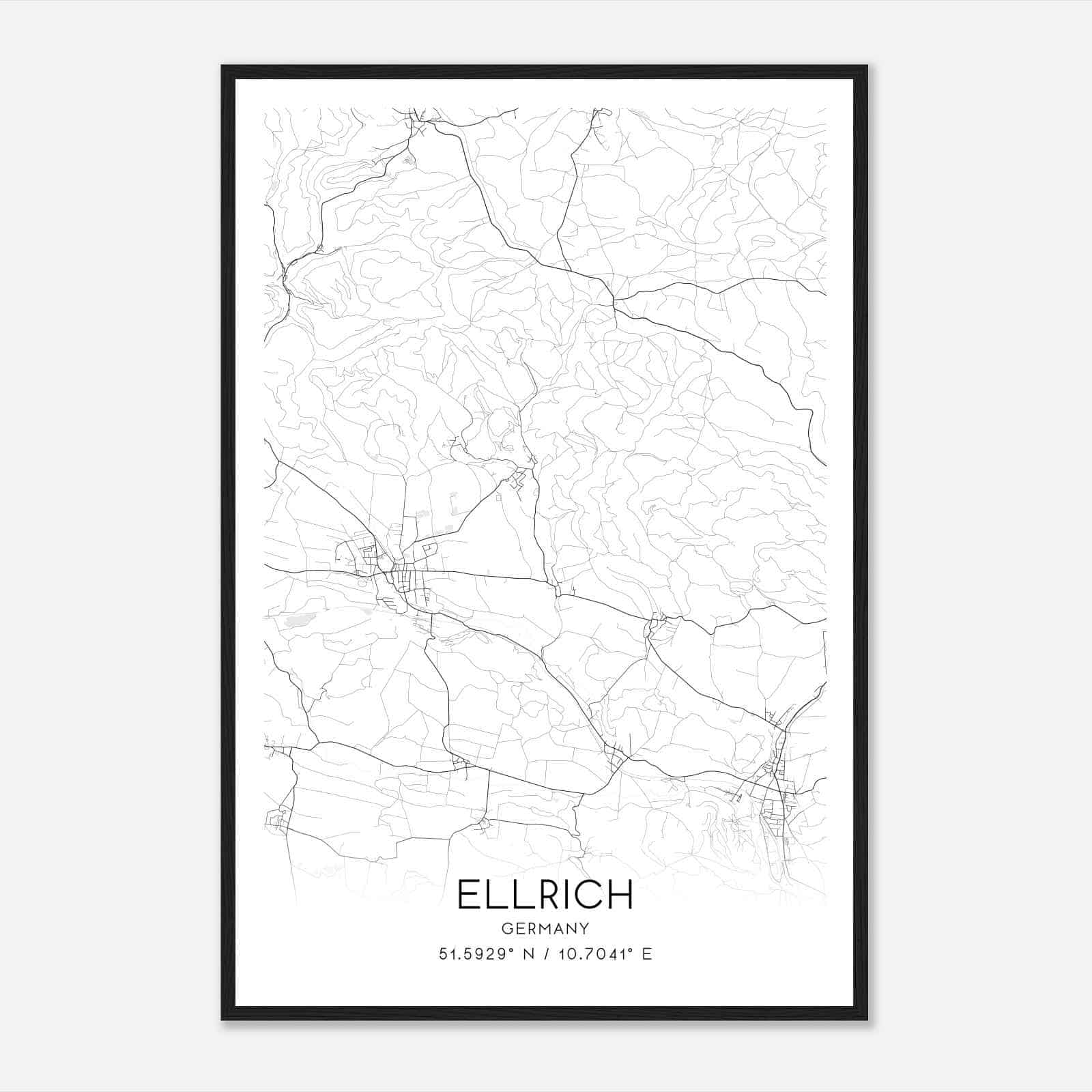 Ellrich Germany Map Poster, Modern Home Decor Wall Art Print