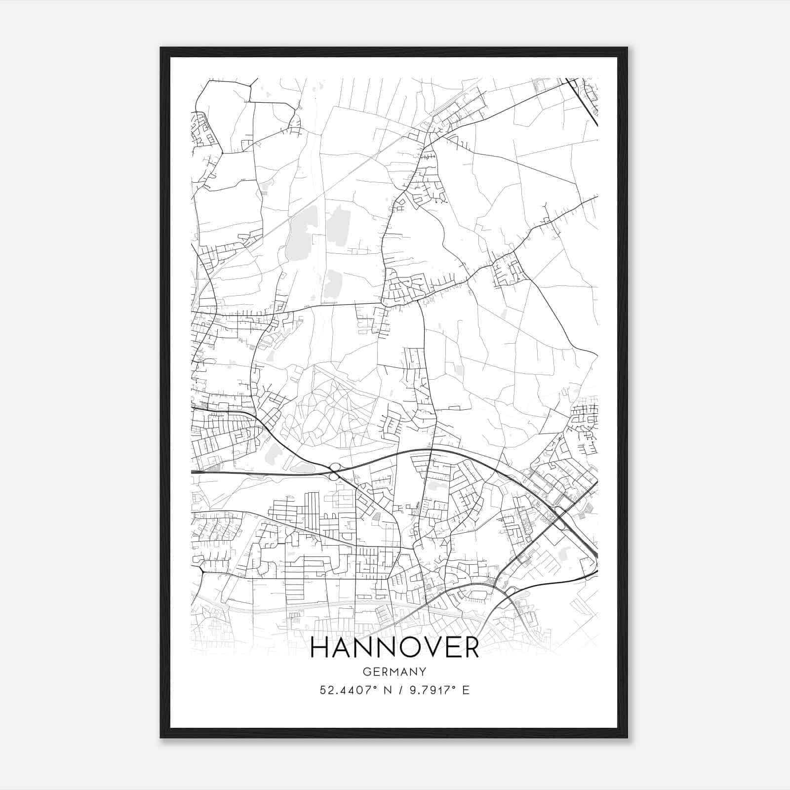 Isernhagen-Sud Germany Map Poster, Modern Home Decor Wall Art Print