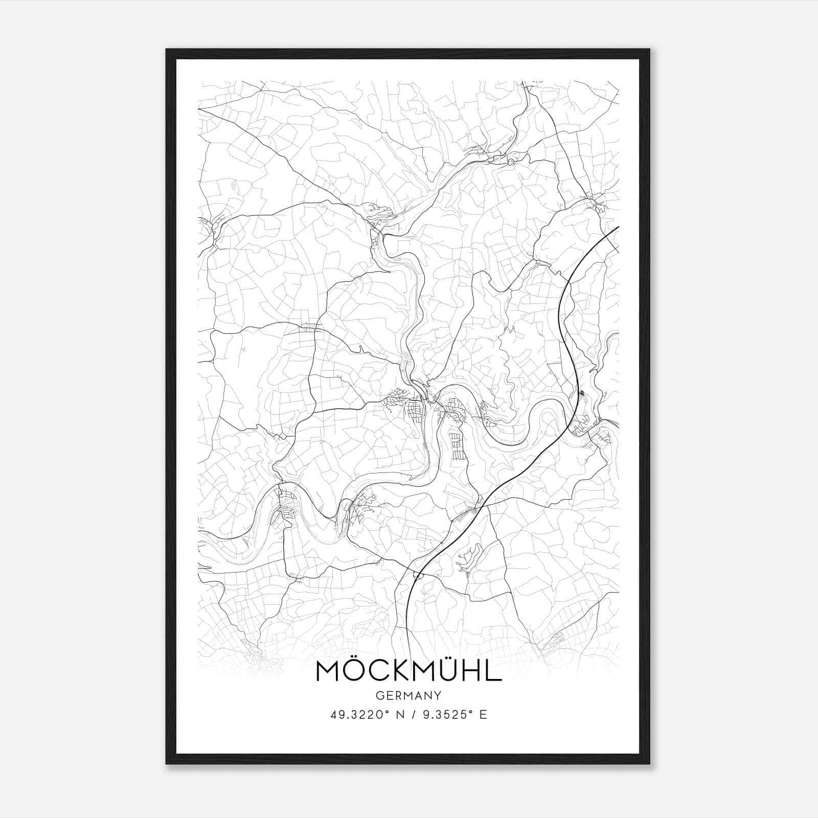 Mockmuhl Germany Map Poster, Modern Home Decor Wall Art Print