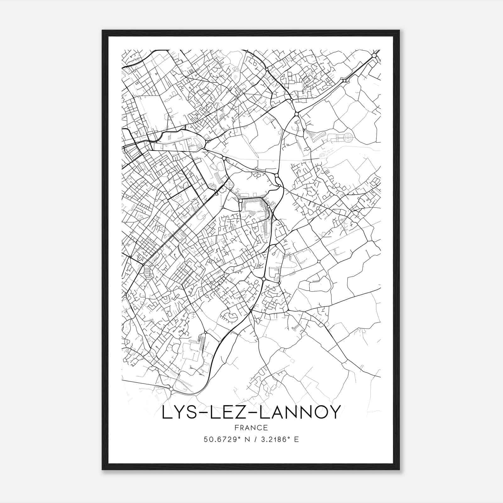 Lys-les-Lannoy France Map Poster, Modern Home Decor Wall Art Print