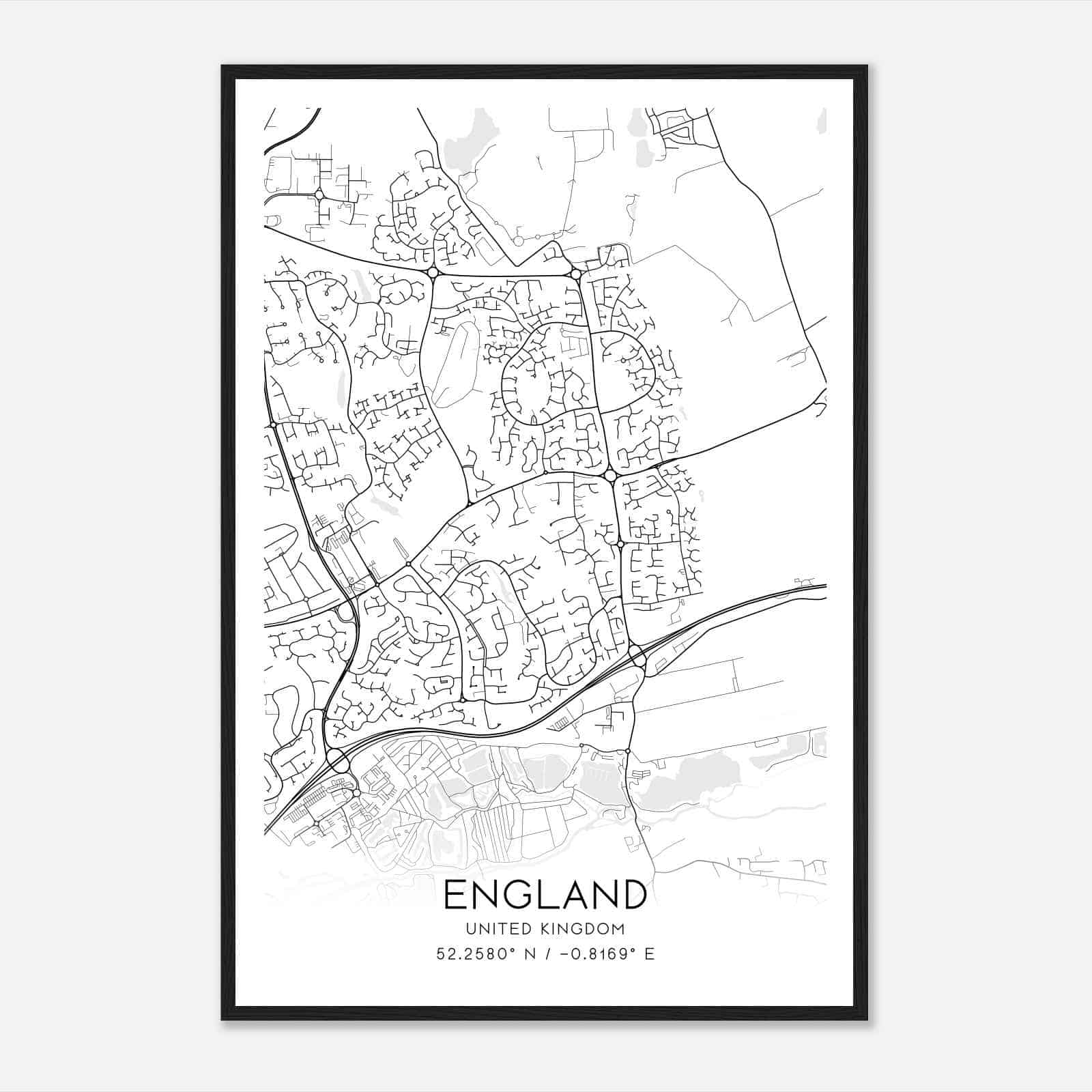 Great Billing United Kingdom Map Poster, Modern Home Decor Wall Art Print