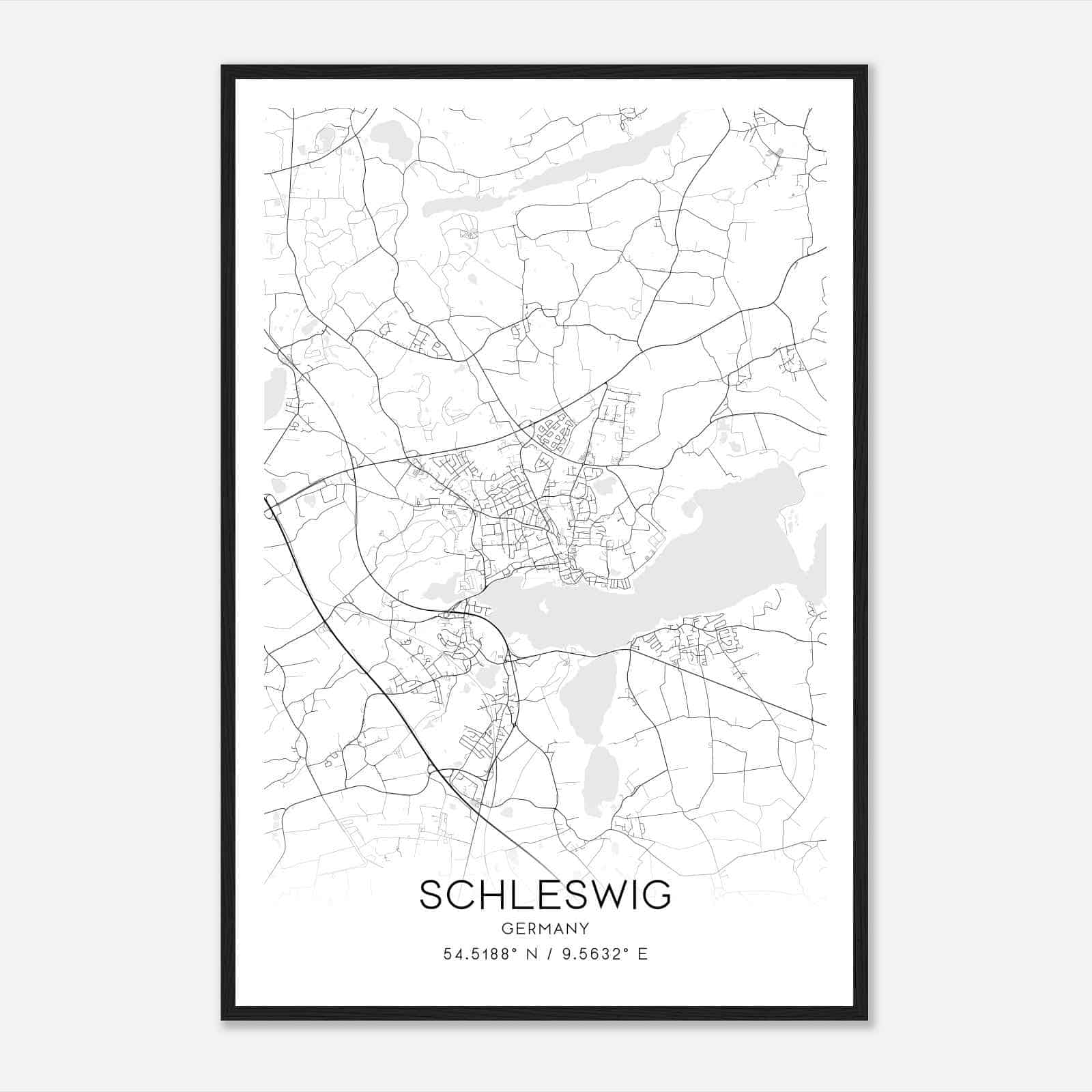 Schleswig Germany Map Poster, Modern Home Decor Wall Art Print