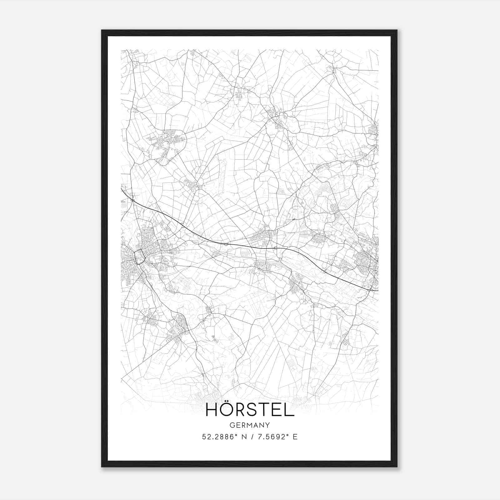 Horstel Germany Map Poster, Modern Home Decor Wall Art Print