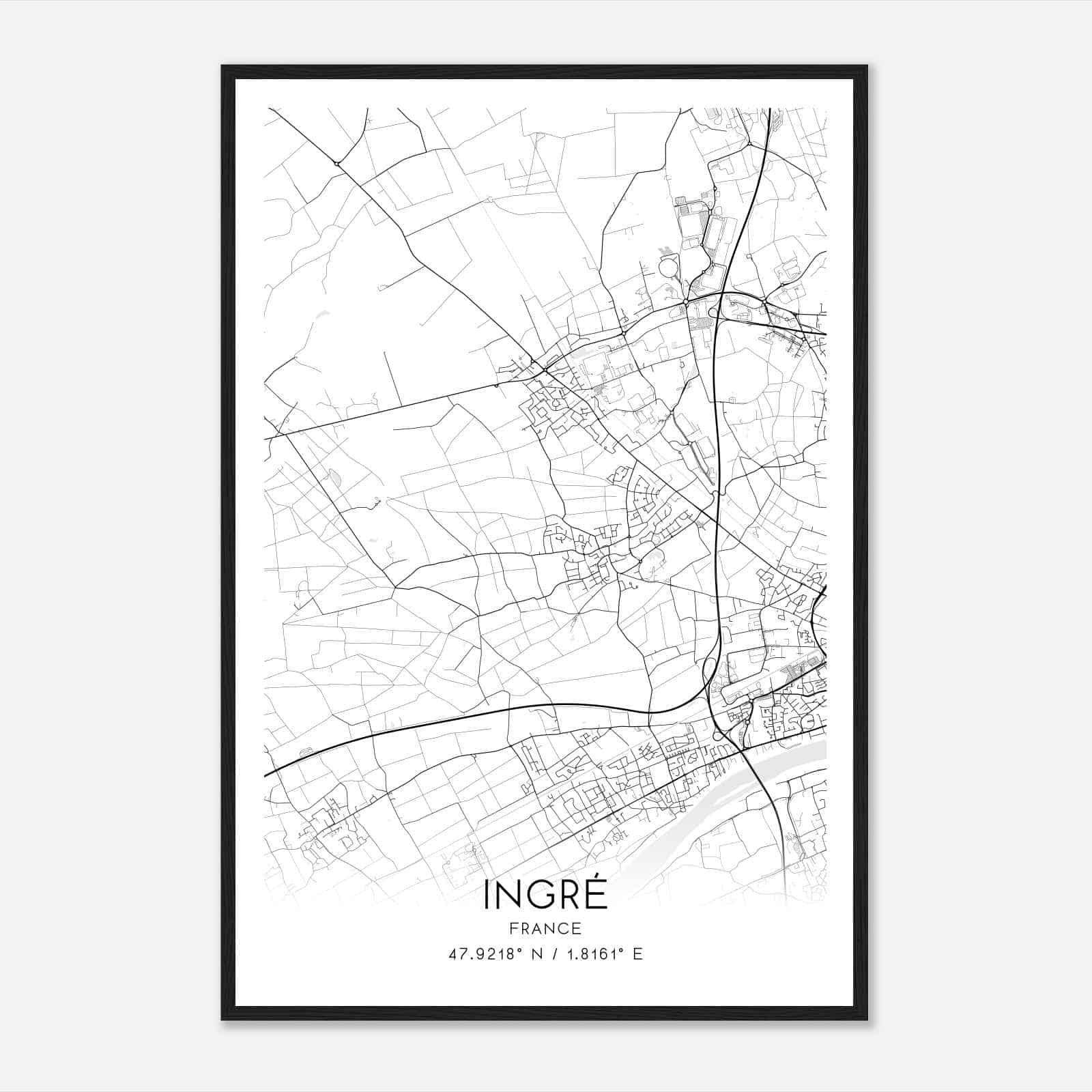 Ingre France Map Poster, Modern Home Decor Wall Art Print