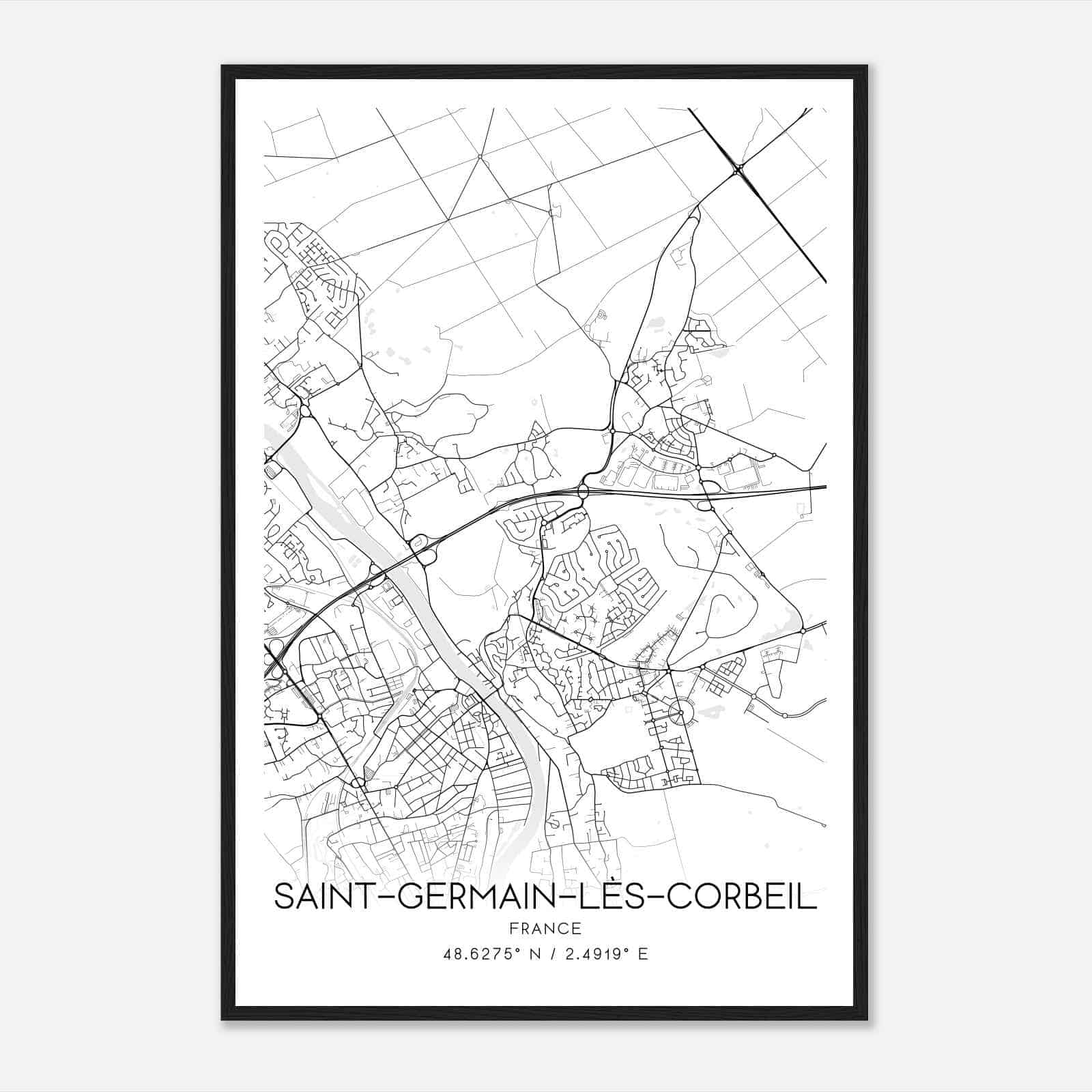 Saint-Germain-les-Corbeil France Map Poster, Modern Home Decor Wall Art Print