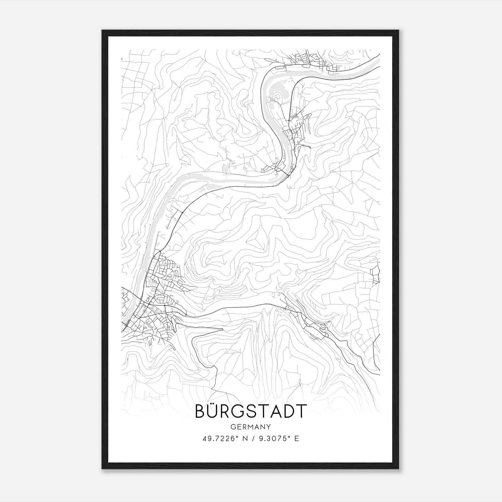 Burgstadt Germany Map Poster, Modern Home Decor Wall Art Print