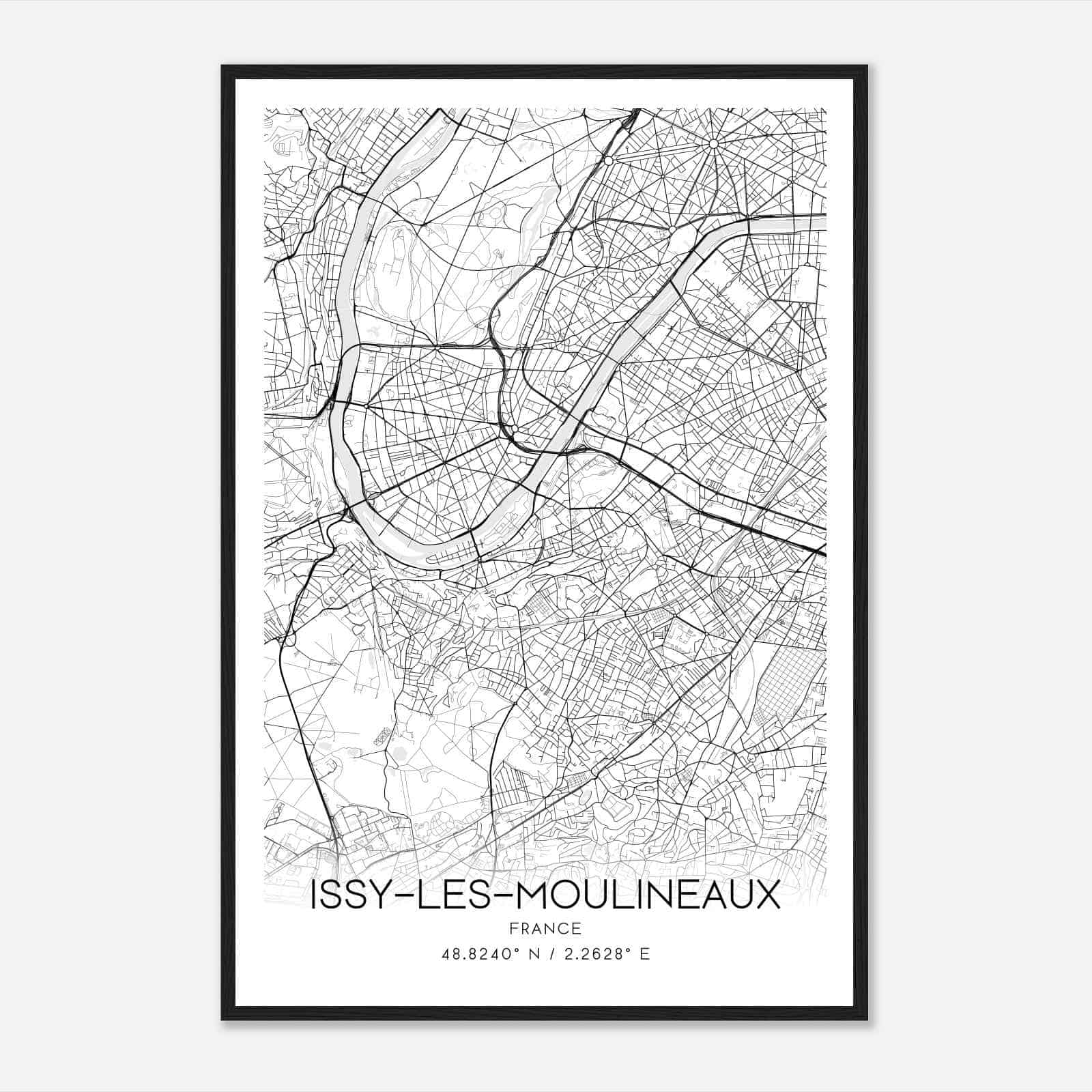 Issy-les-Moulineaux France Map Poster, Modern Home Decor Wall Art Print