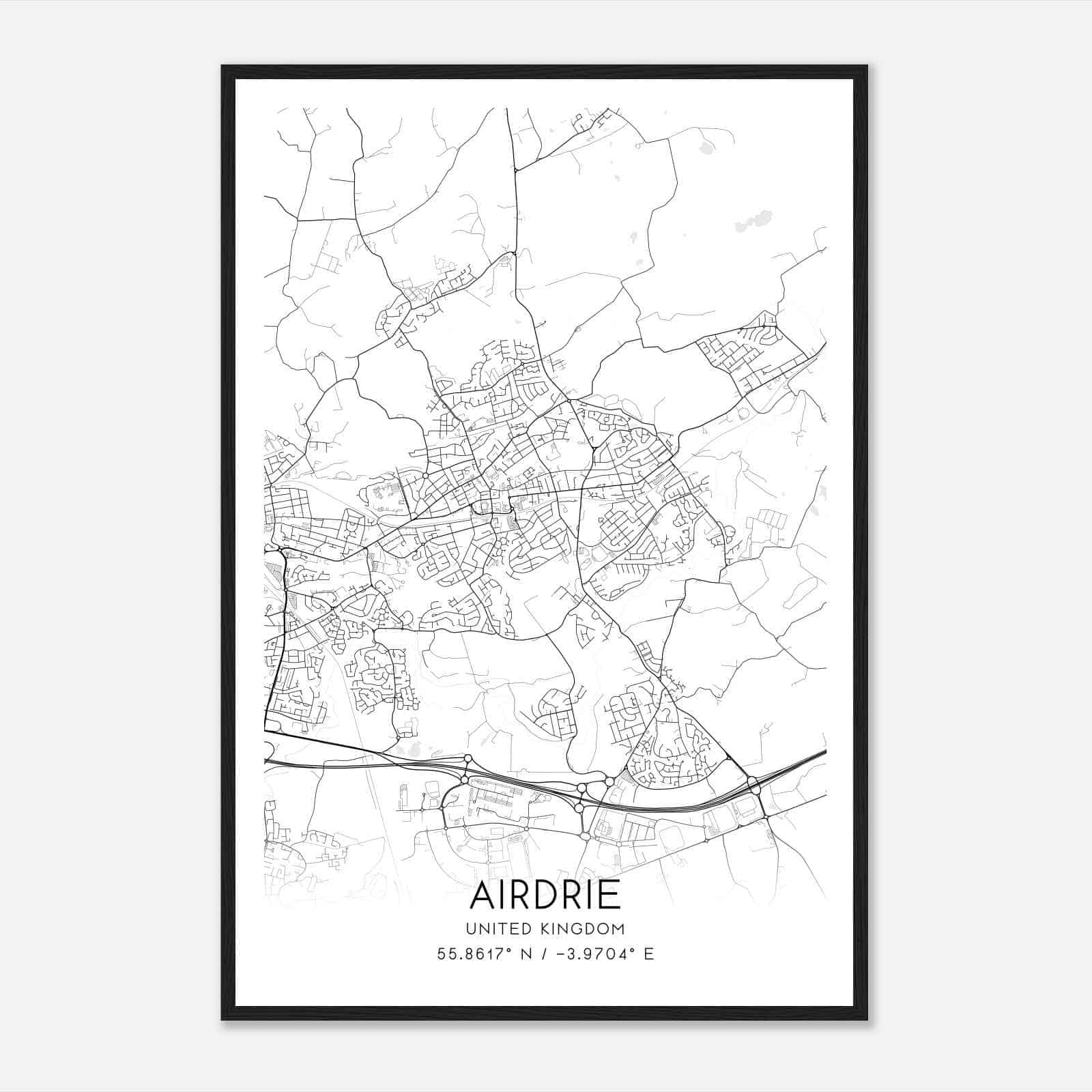Airdrie United Kingdom Map Poster, Modern Home Decor Wall Art Print