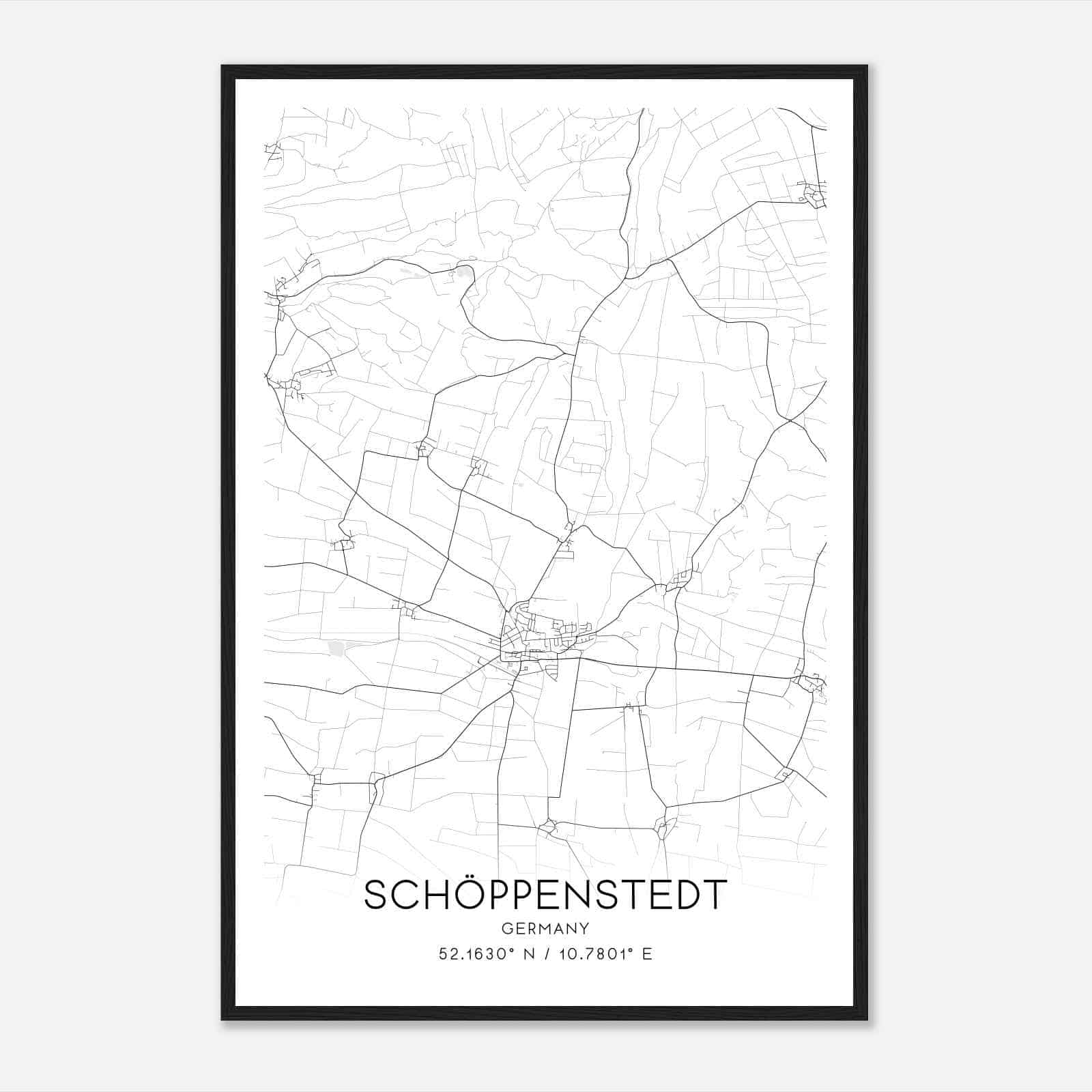 Schoppenstedt Germany Map Poster, Modern Home Decor Wall Art Print