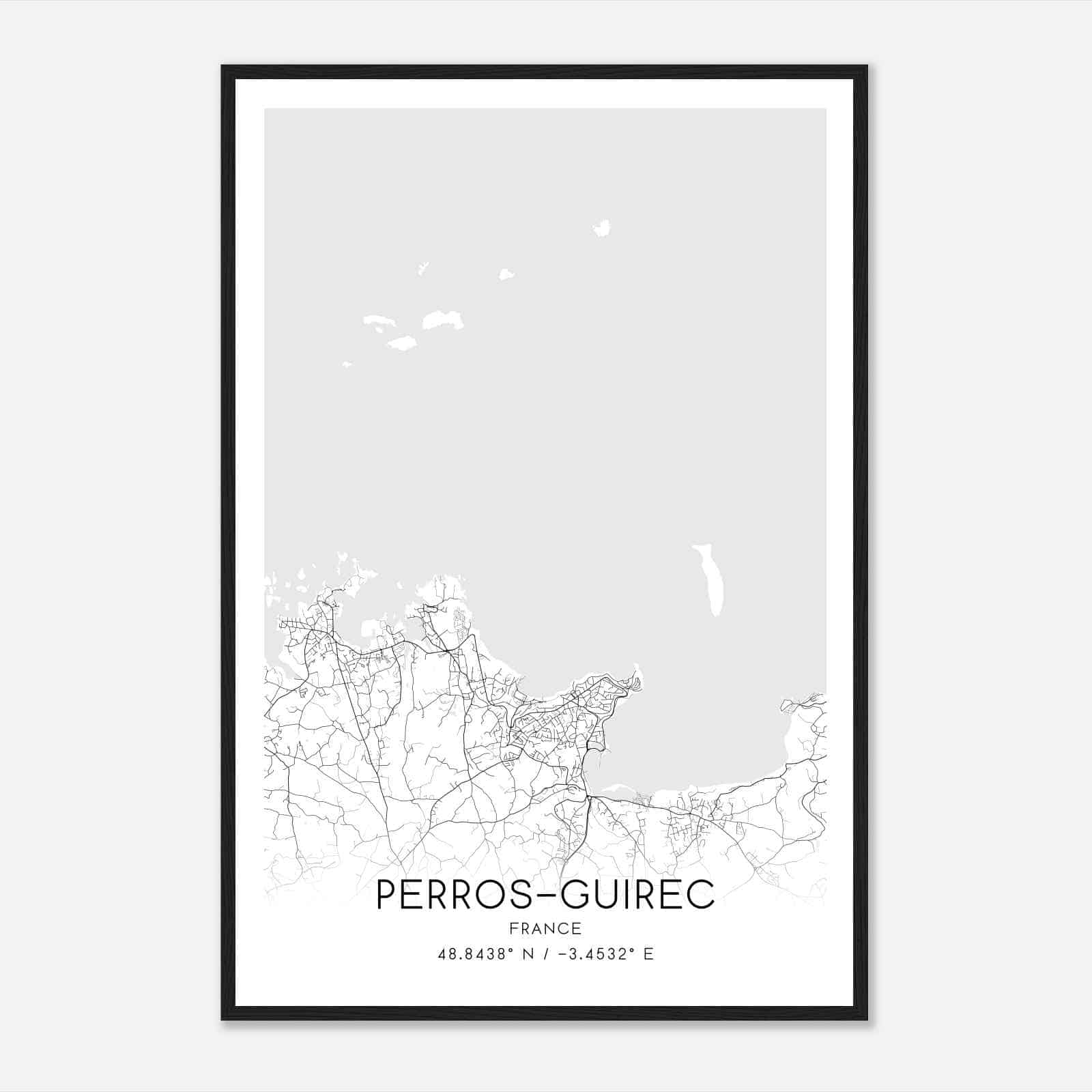 Perros-Guirec France Map Poster, Modern Home Decor Wall Art Print
