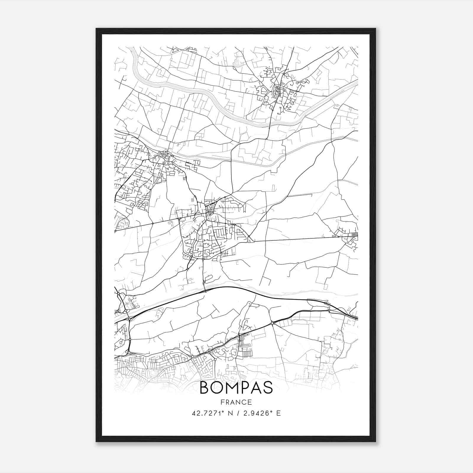 Bompas France Map Poster, Modern Home Decor Wall Art Print