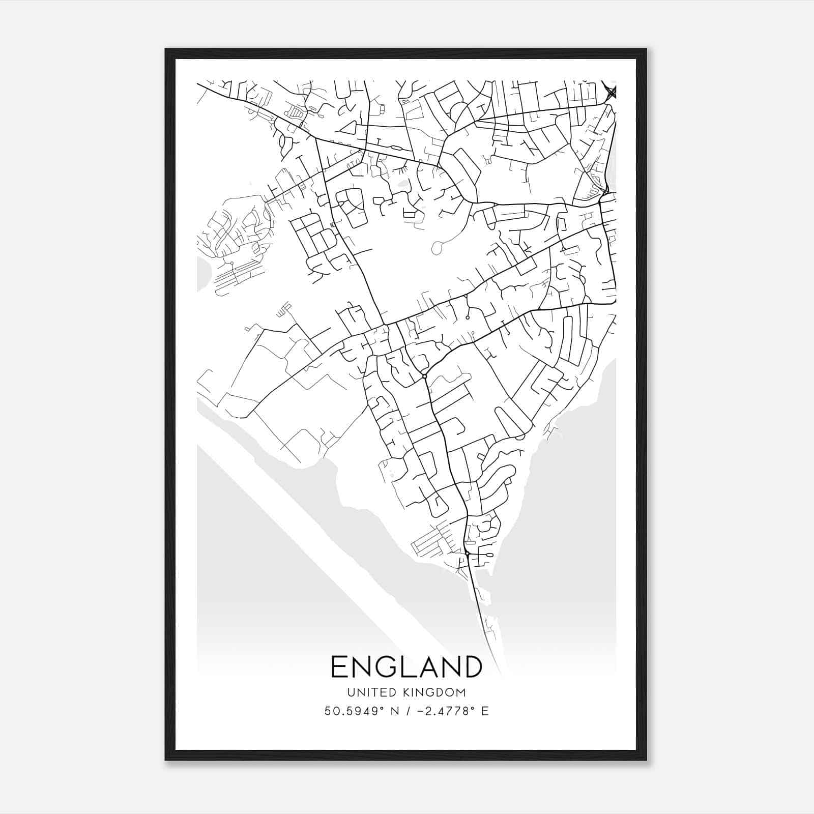 Wyke Regis United Kingdom Map Poster, Modern Home Decor Wall Art Print