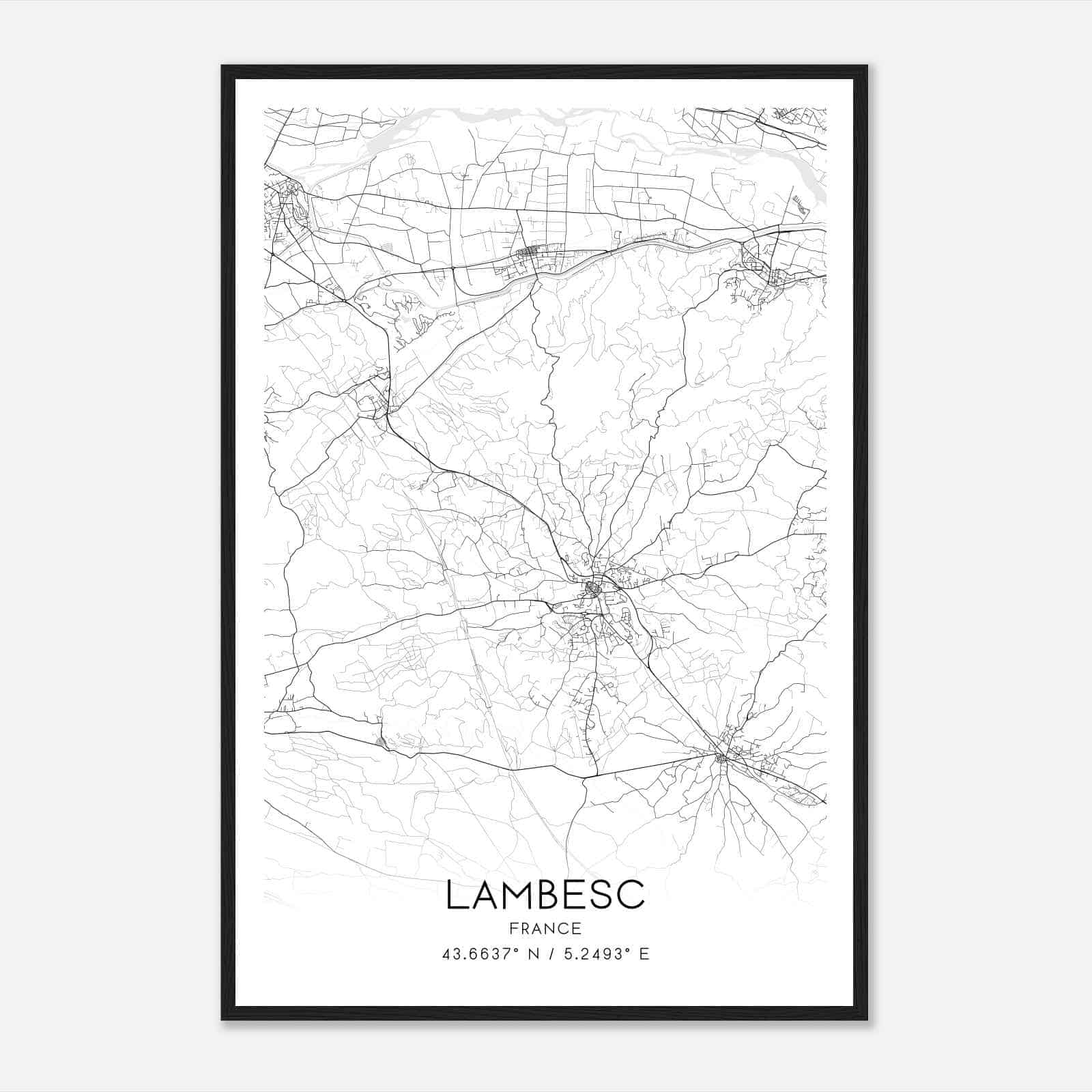 Lambesc France Map Poster, Modern Home Decor Wall Art Print