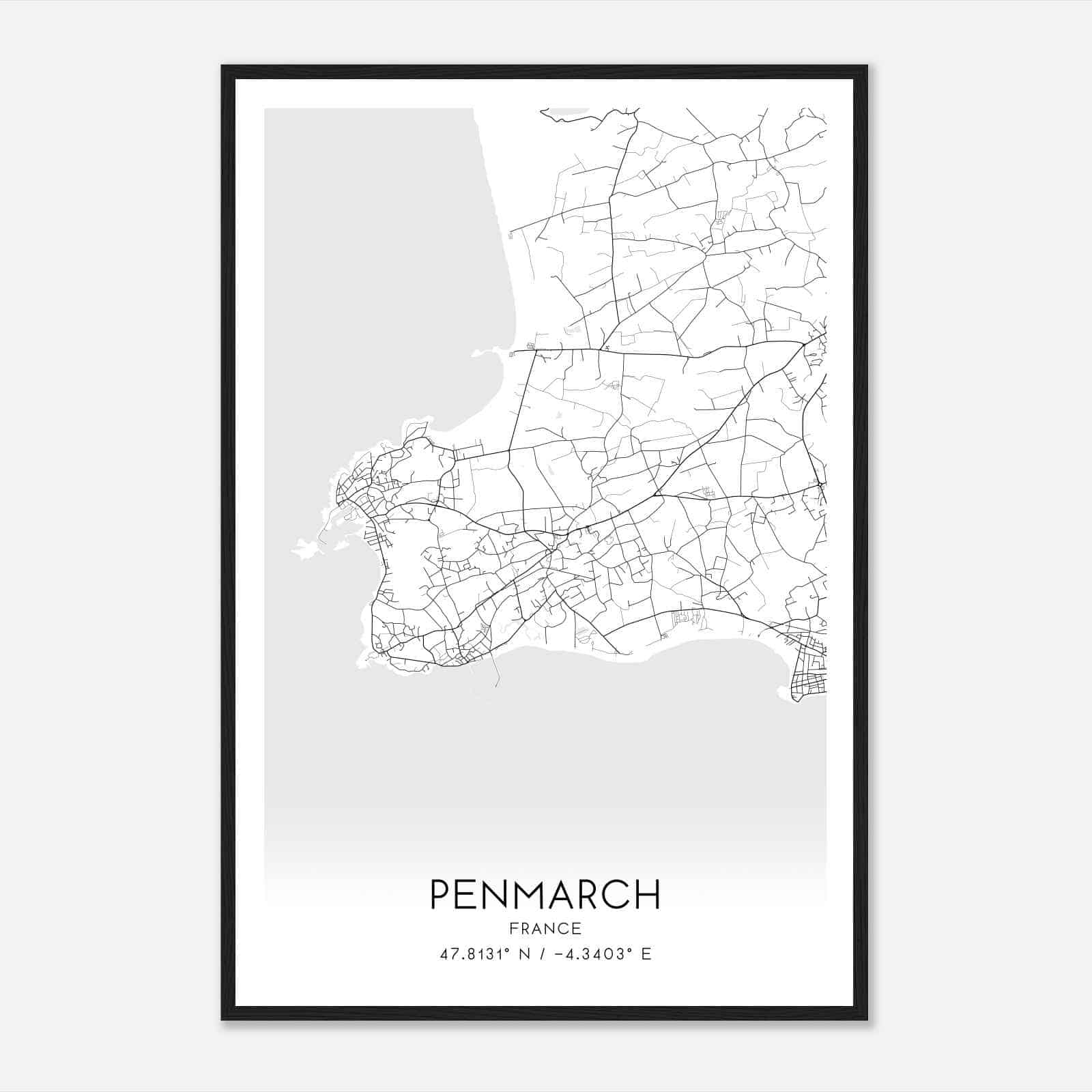 Penmarch France Map Poster, Modern Home Decor Wall Art Print