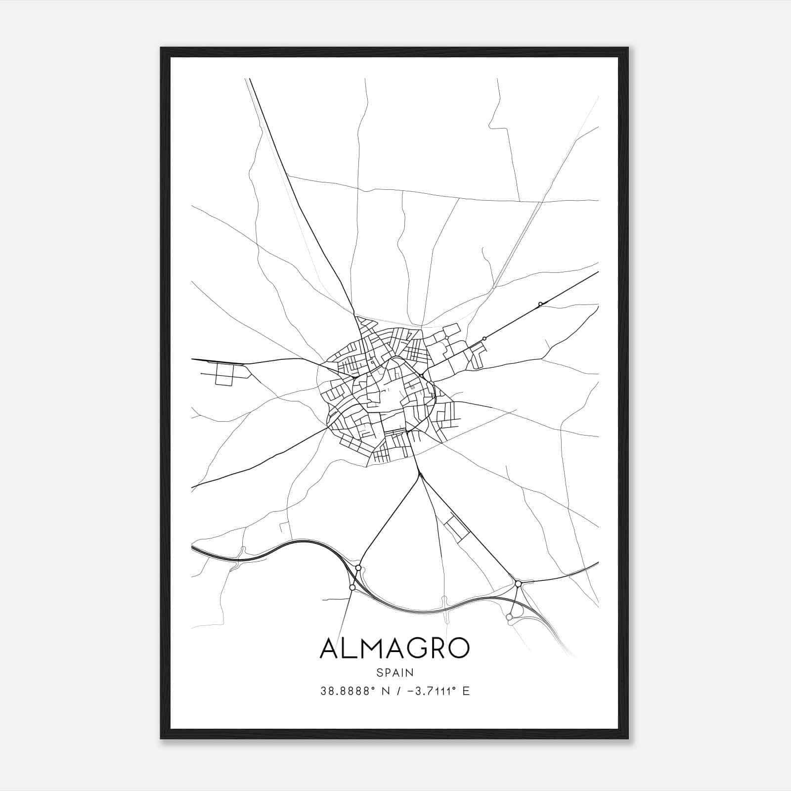 Almagro Spain Map Poster, Modern Home Decor Wall Art Print