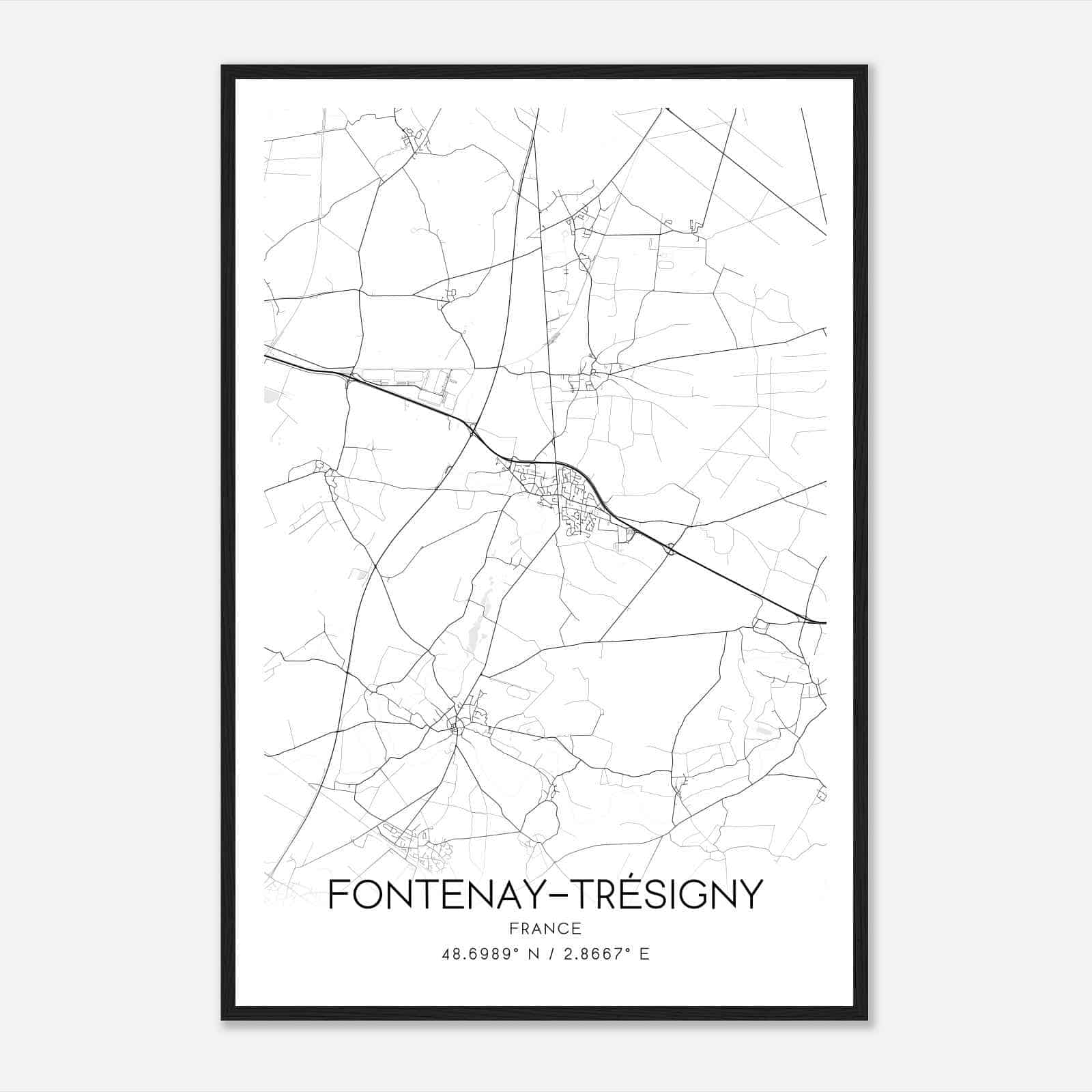Fontenay-Tresigny France Map Poster, Modern Home Decor Wall Art Print Fontenay-Tresigny France Map Poster, Modern Home Decor Wall Art Print