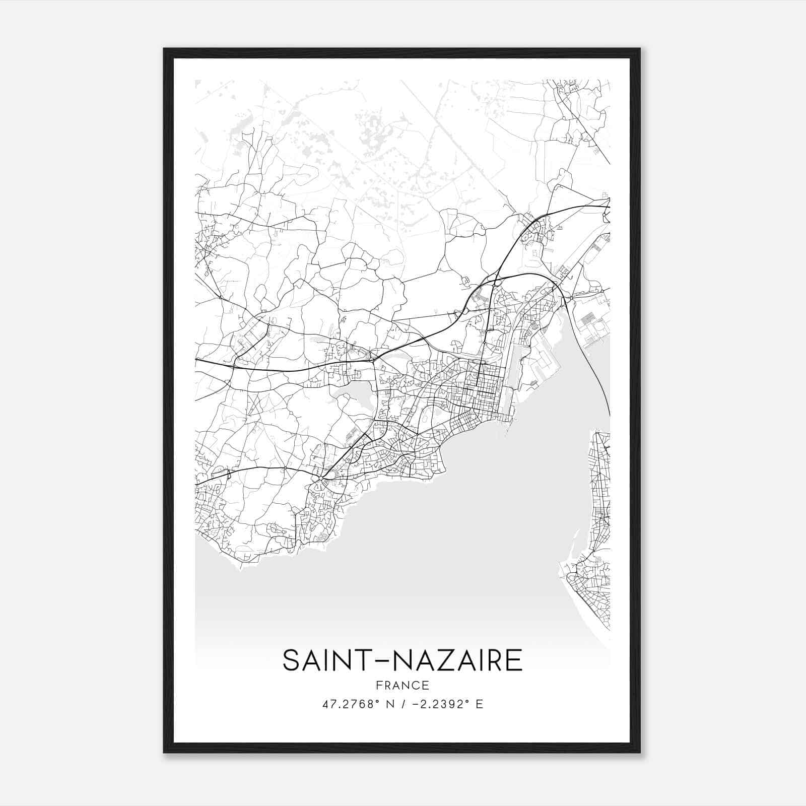 Saint-Nazaire France Map Poster, Modern Home Decor Wall Art Print