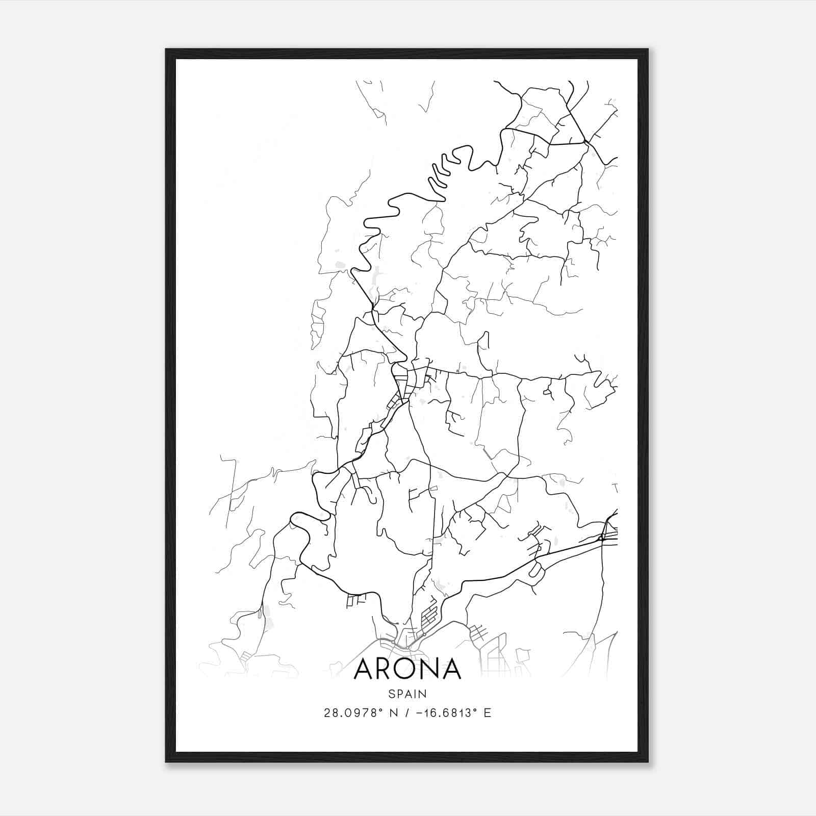 Arona Spain Map Poster, Modern Home Decor Wall Art Print