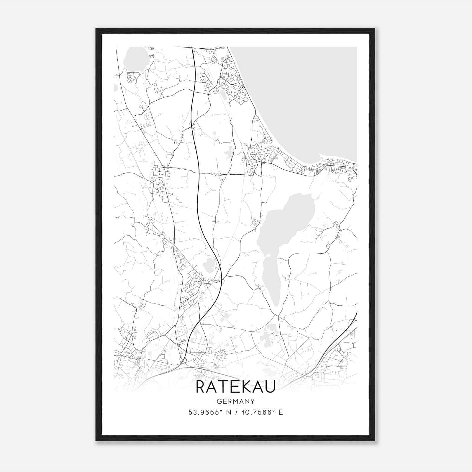 Ratekau Germany Map Poster, Modern Home Decor Wall Art Print