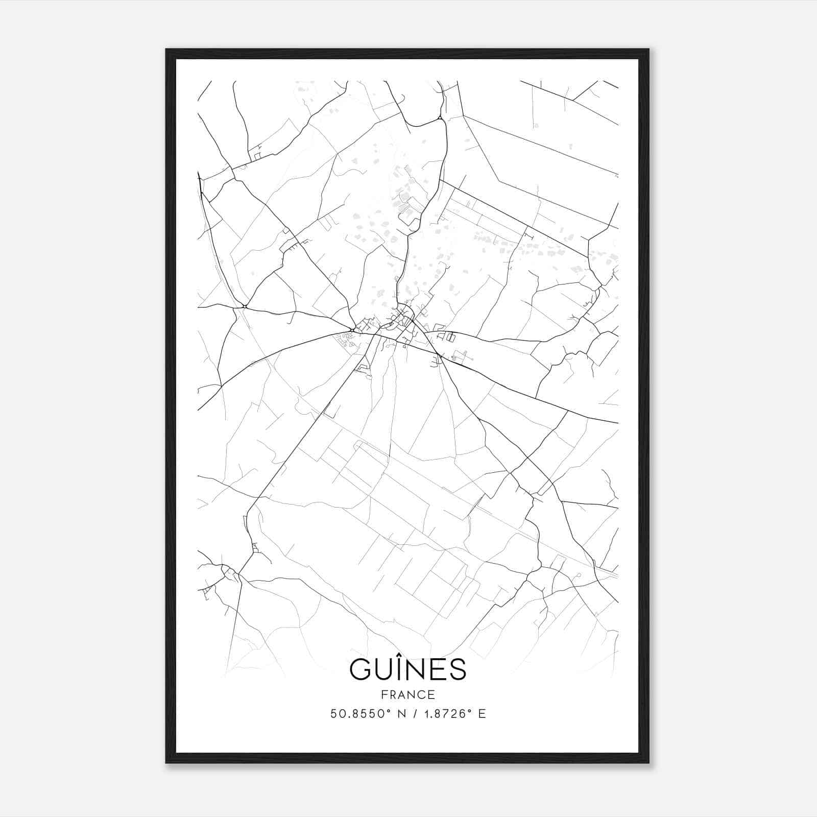 Guines France Map Poster, Modern Home Decor Wall Art Print