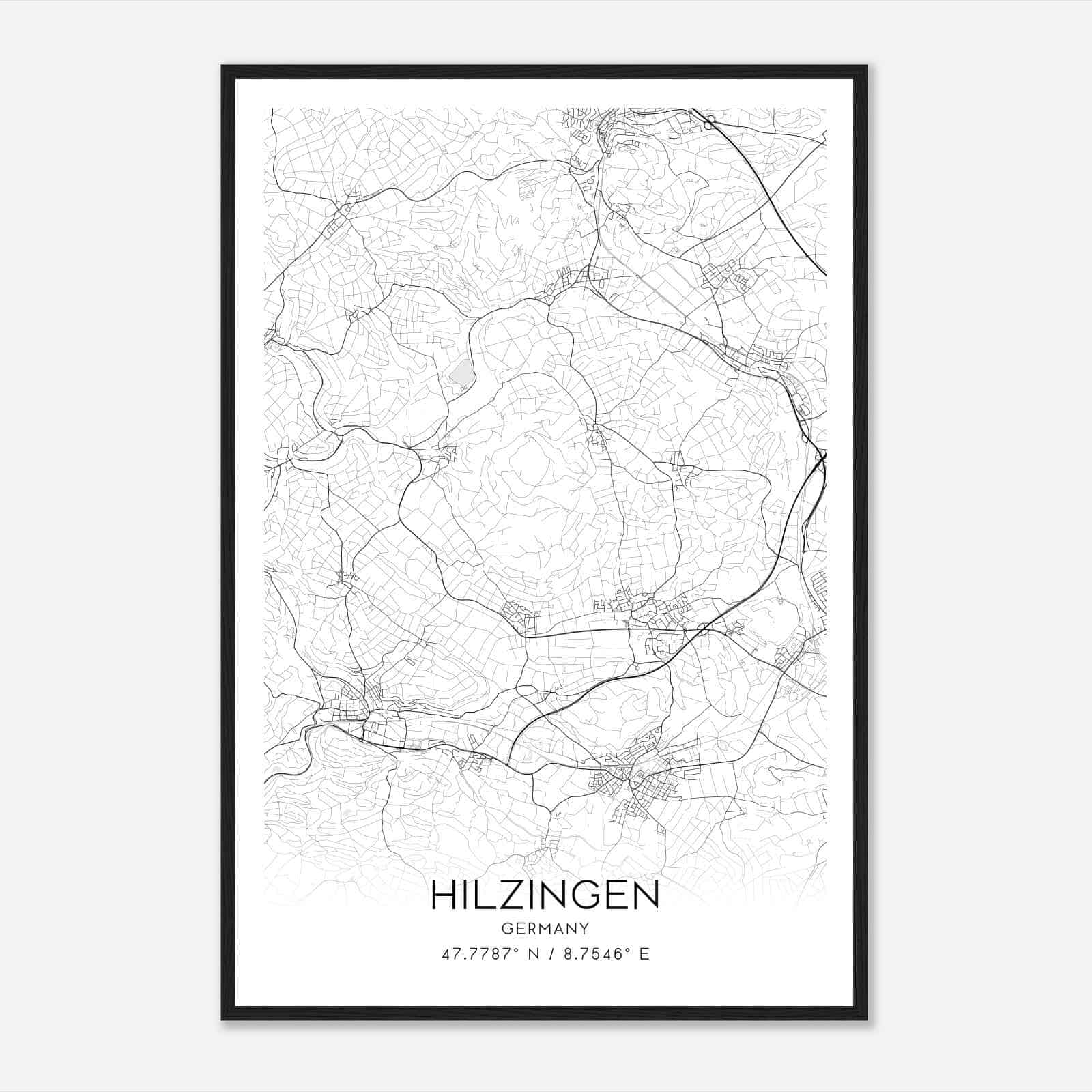 Hilzingen Germany Map Poster, Modern Home Decor Wall Art Print