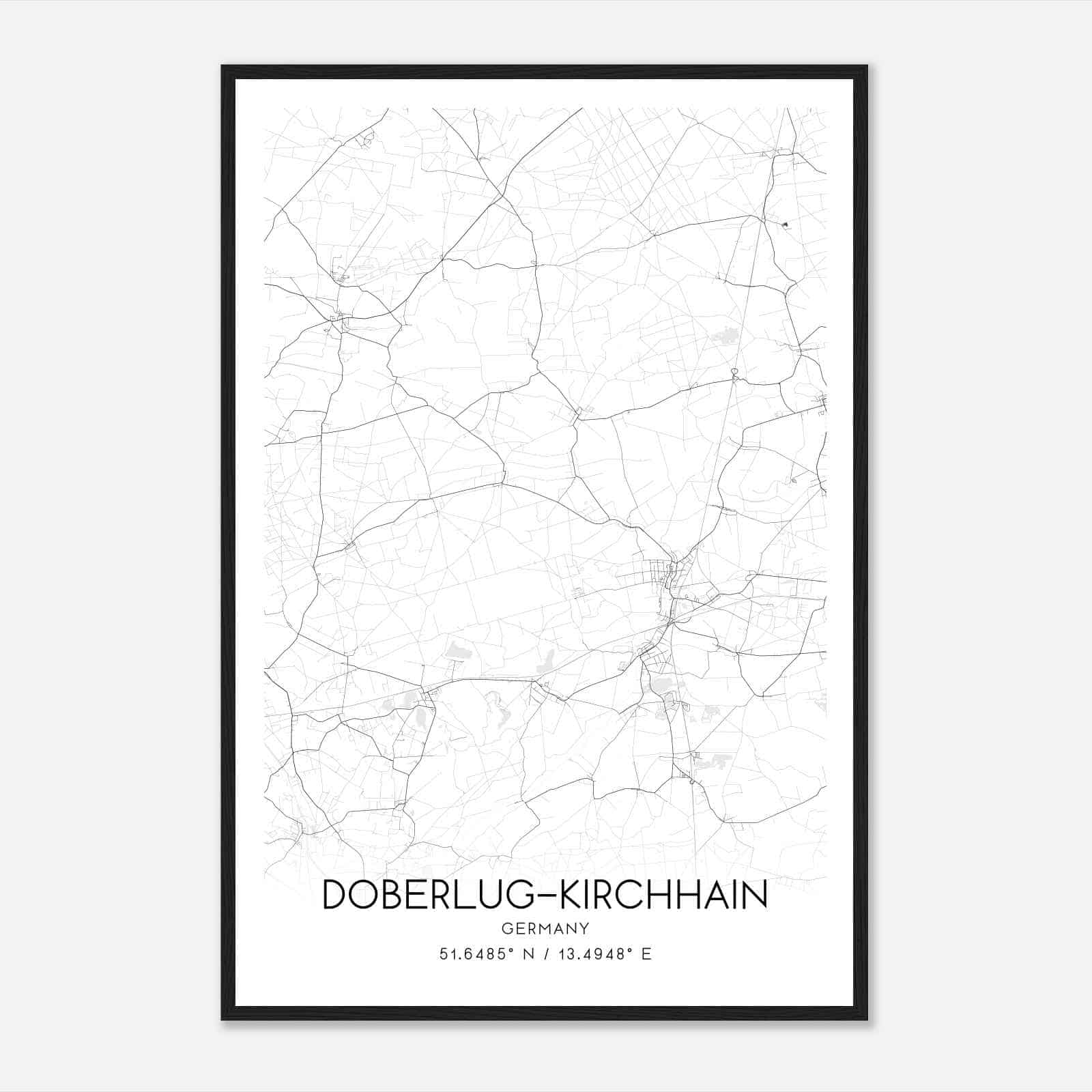 Doberlug-Kirchhain Germany Map Poster, Modern Home Decor Wall Art Print