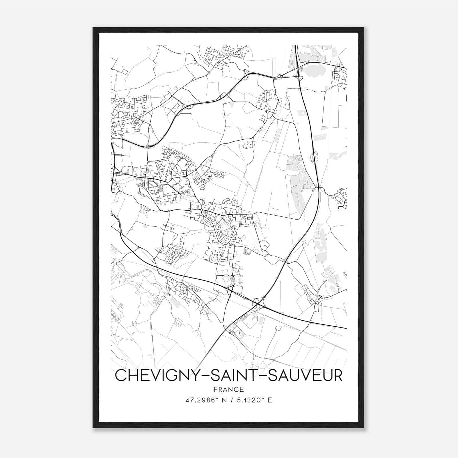 Chevigny-Saint-Sauveur France Map Poster, Modern Home Decor Wall Art Print Chevigny-Saint-Sauveur France Map Poster, Modern Home Decor Wall Art Print