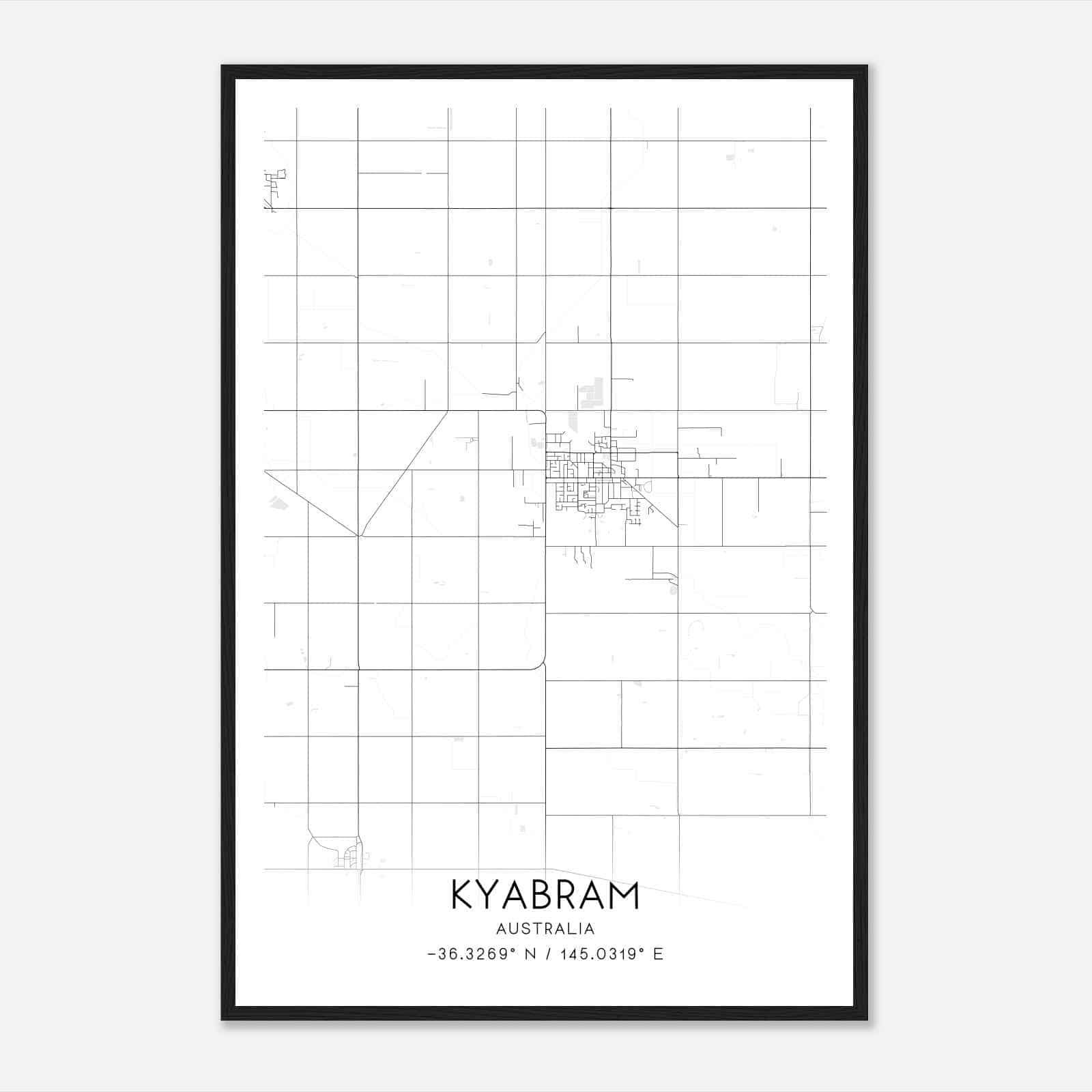 Kyabram Australia Map Poster, Modern Home Decor Wall Art Print