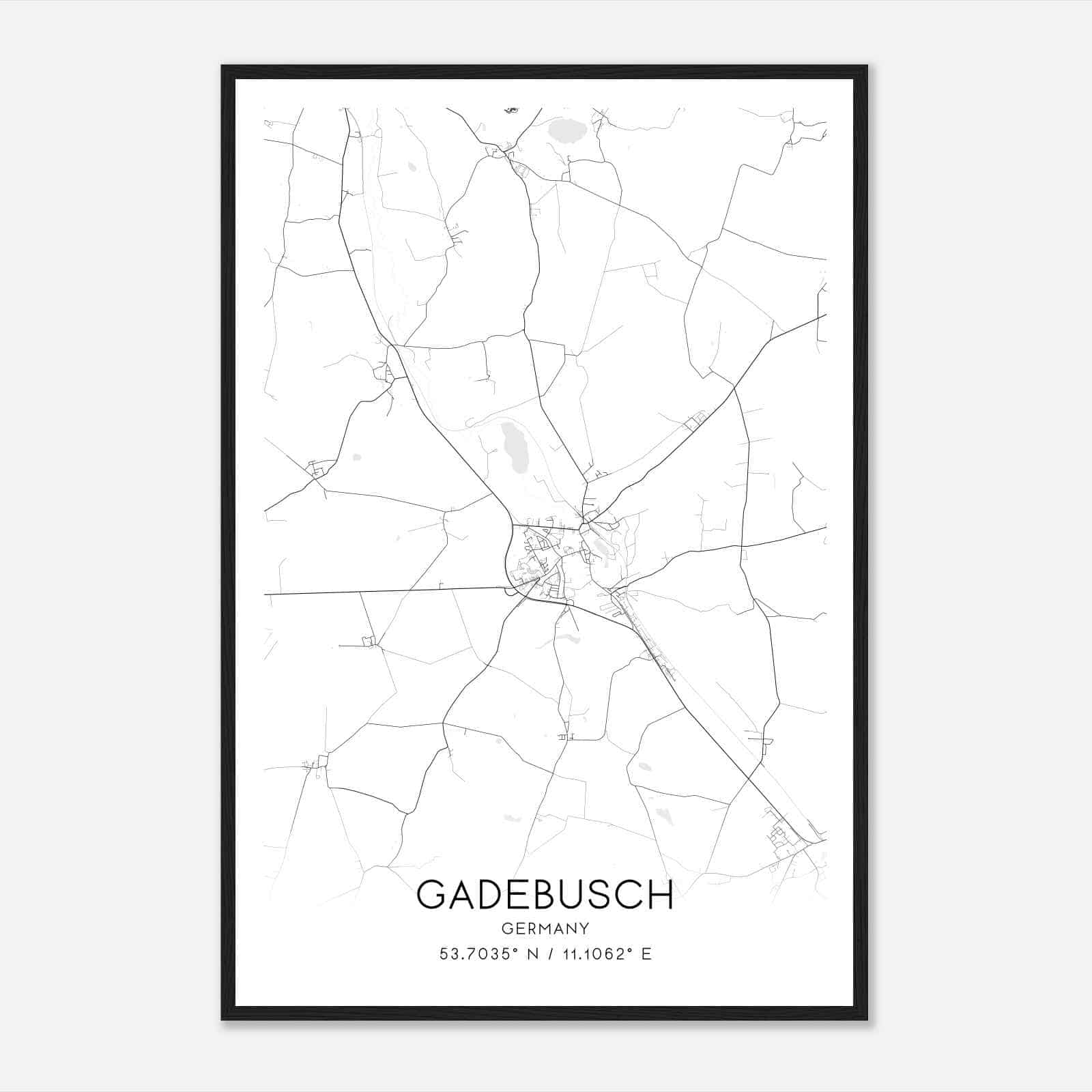 Gadebusch Germany Map Poster, Modern Home Decor Wall Art Print
