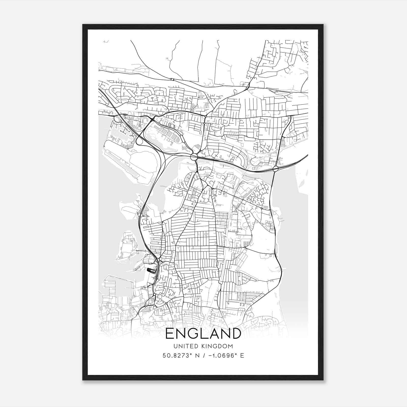 Hilsea United Kingdom Map Poster, Modern Home Decor Wall Art Print
