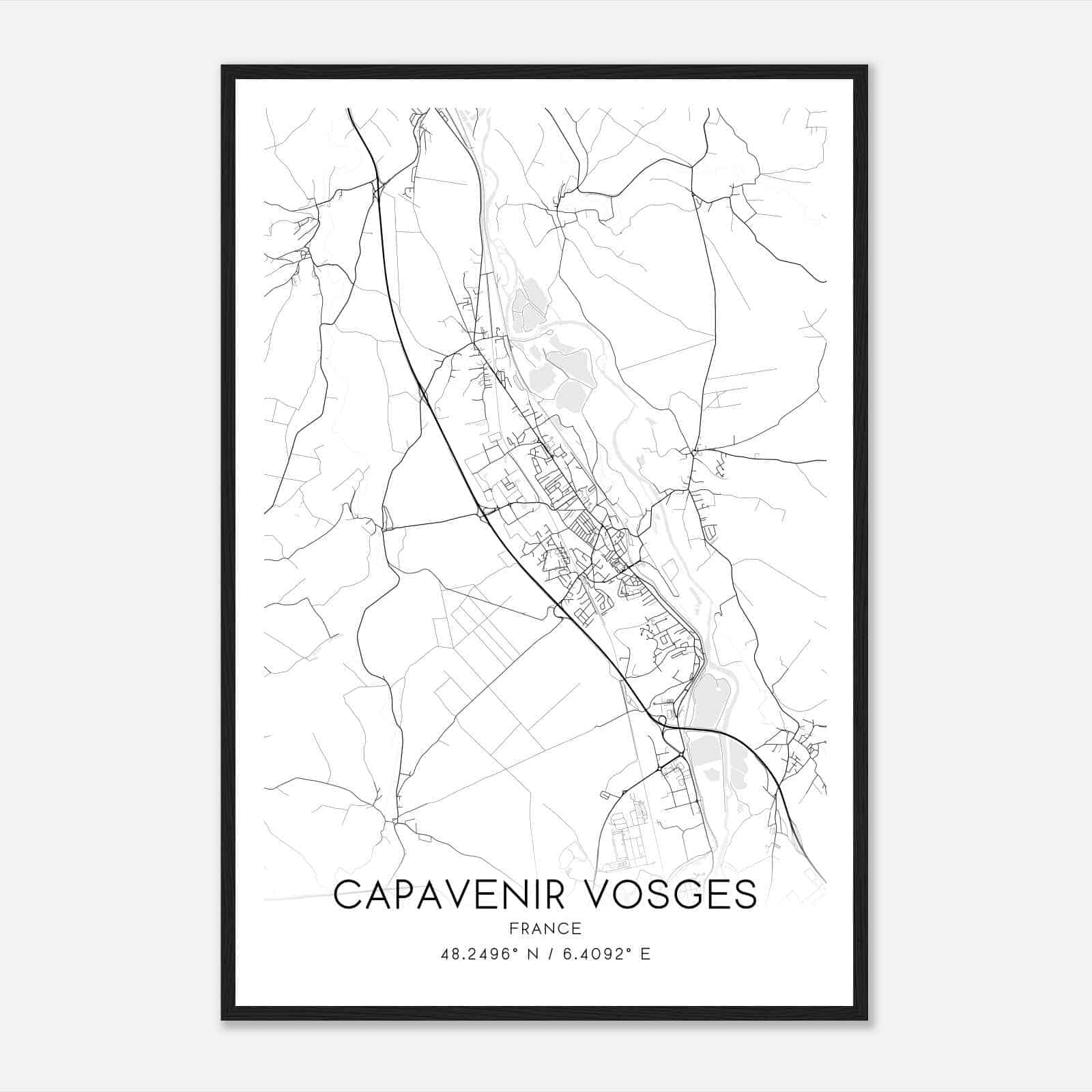 Thaon-les-Vosges France Map Poster, Modern Home Decor Wall Art Print