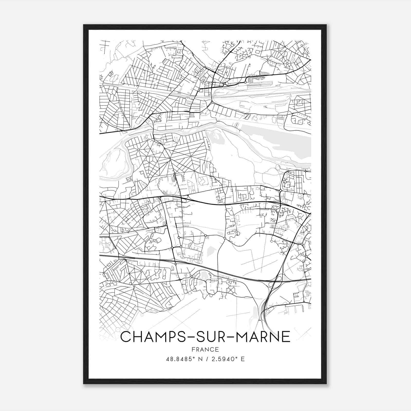 Champs-Sur-Marne France Map Poster, Modern Home Decor Wall Art Print Champs-Sur-Marne France Map Poster, Modern Home Decor Wall Art Print